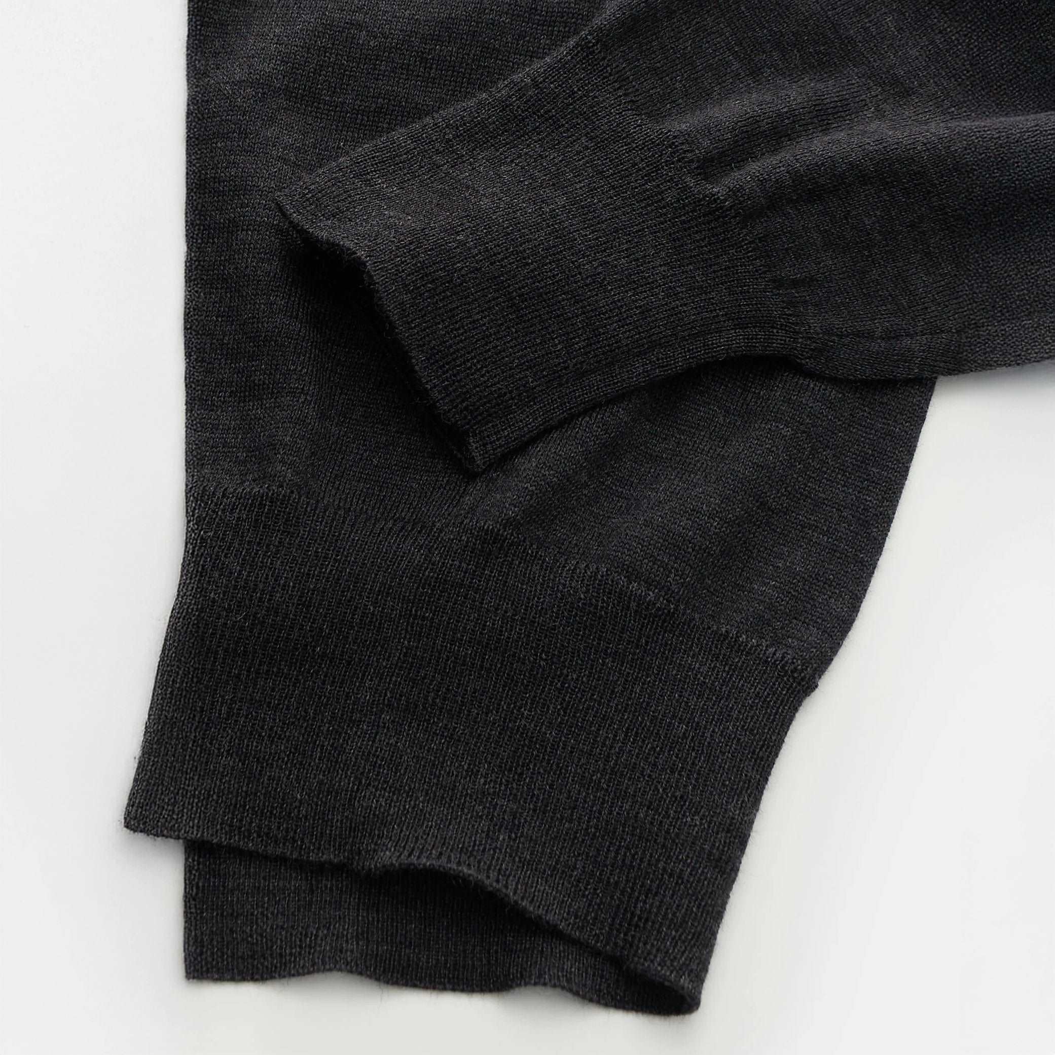 Anthracite Charcoal Royal Merino Wool Polo Shirt - FILIPPO DE LAURENTIIS - Image 3