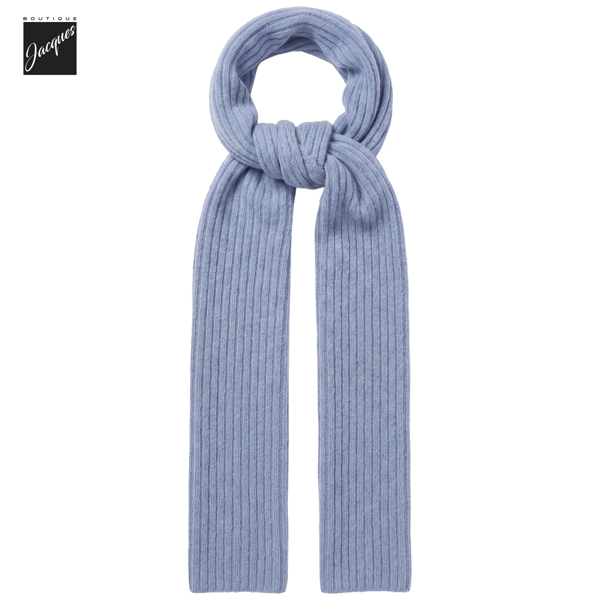 Baby Blue Ribbed Cotton-Stretch Chunky Scarf - Phil Petter