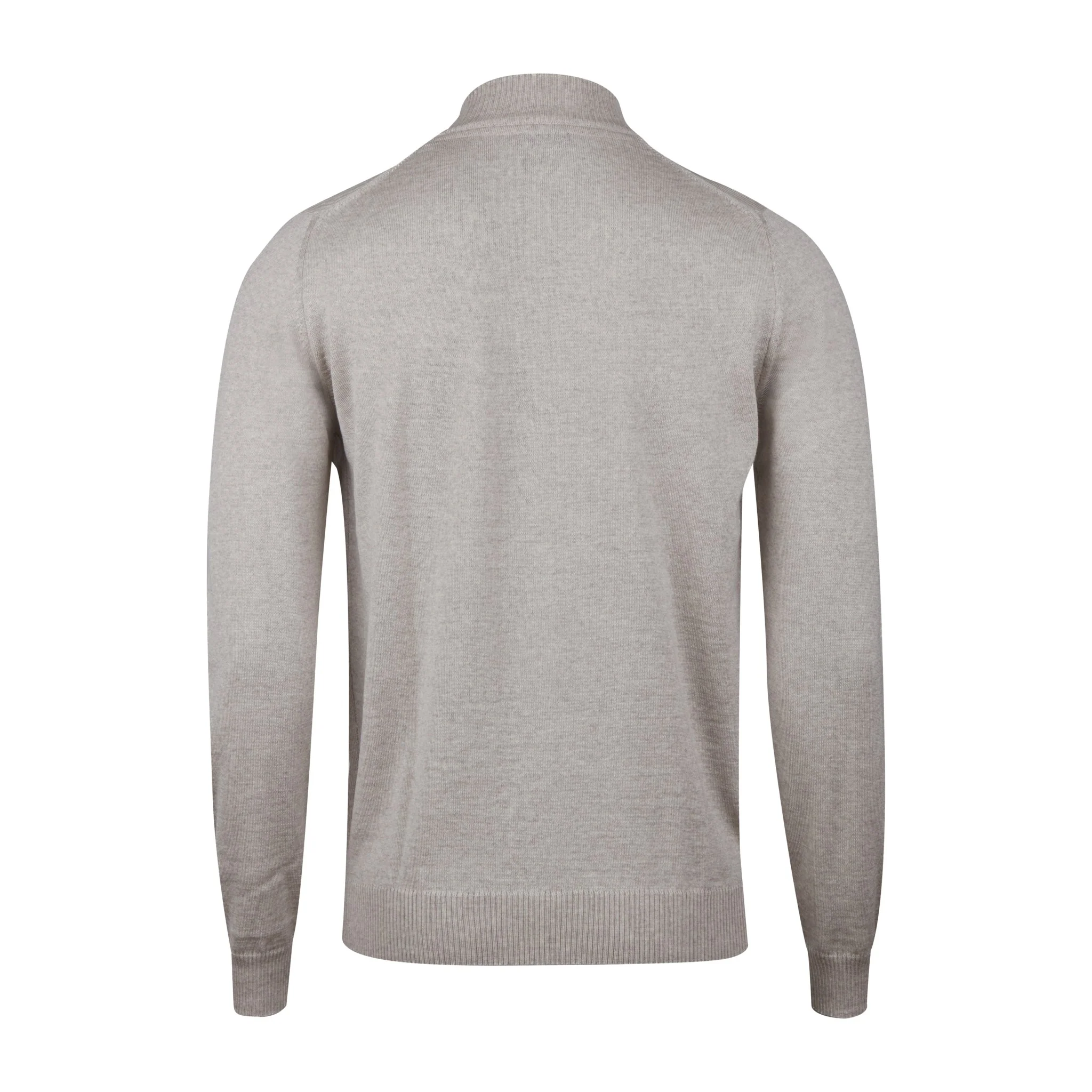 Beige Fine Merino Wool Full Zip Sweater - Stenströms - Image 3