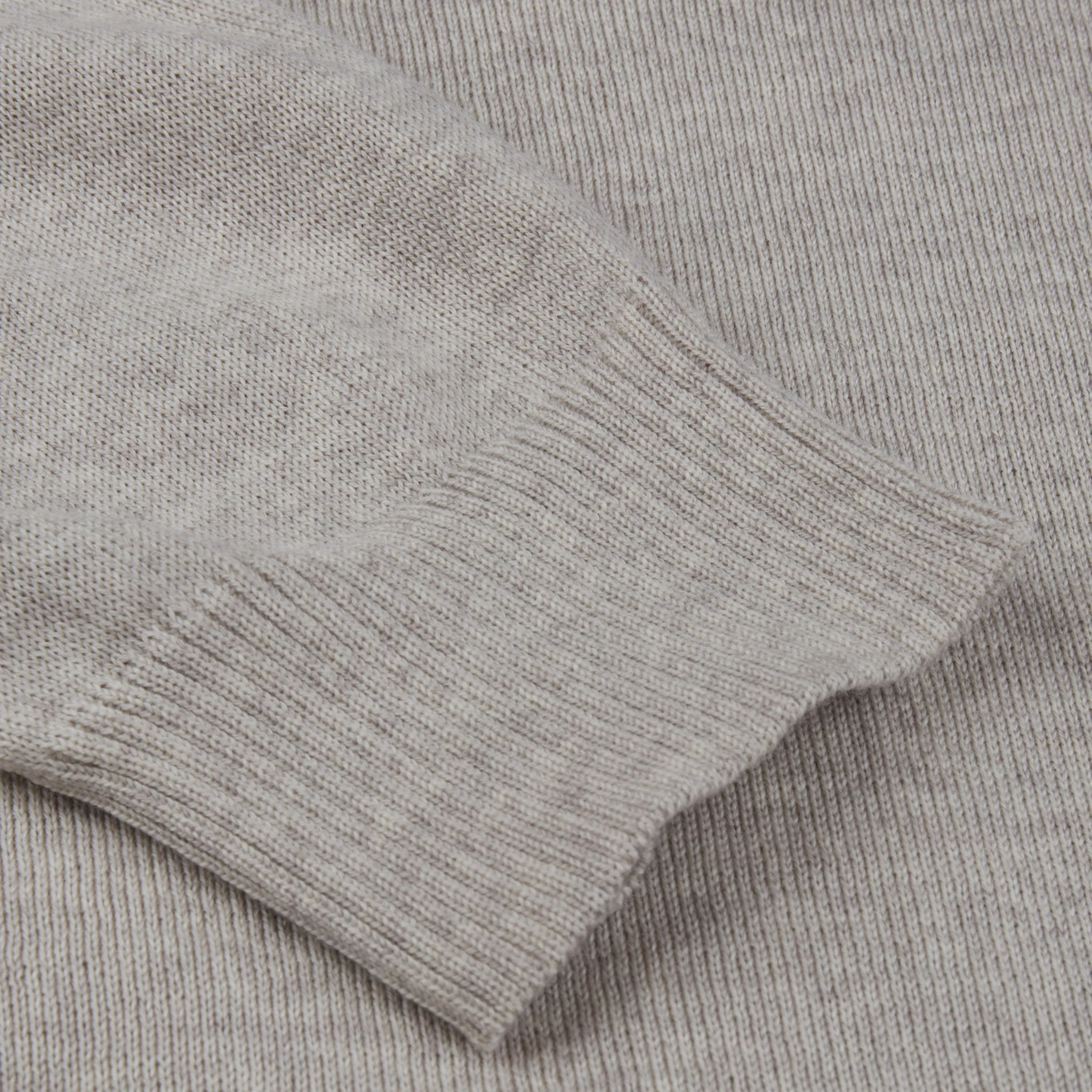 Beige Fine Merino Wool Full Zip Sweater - Stenströms - Image 4