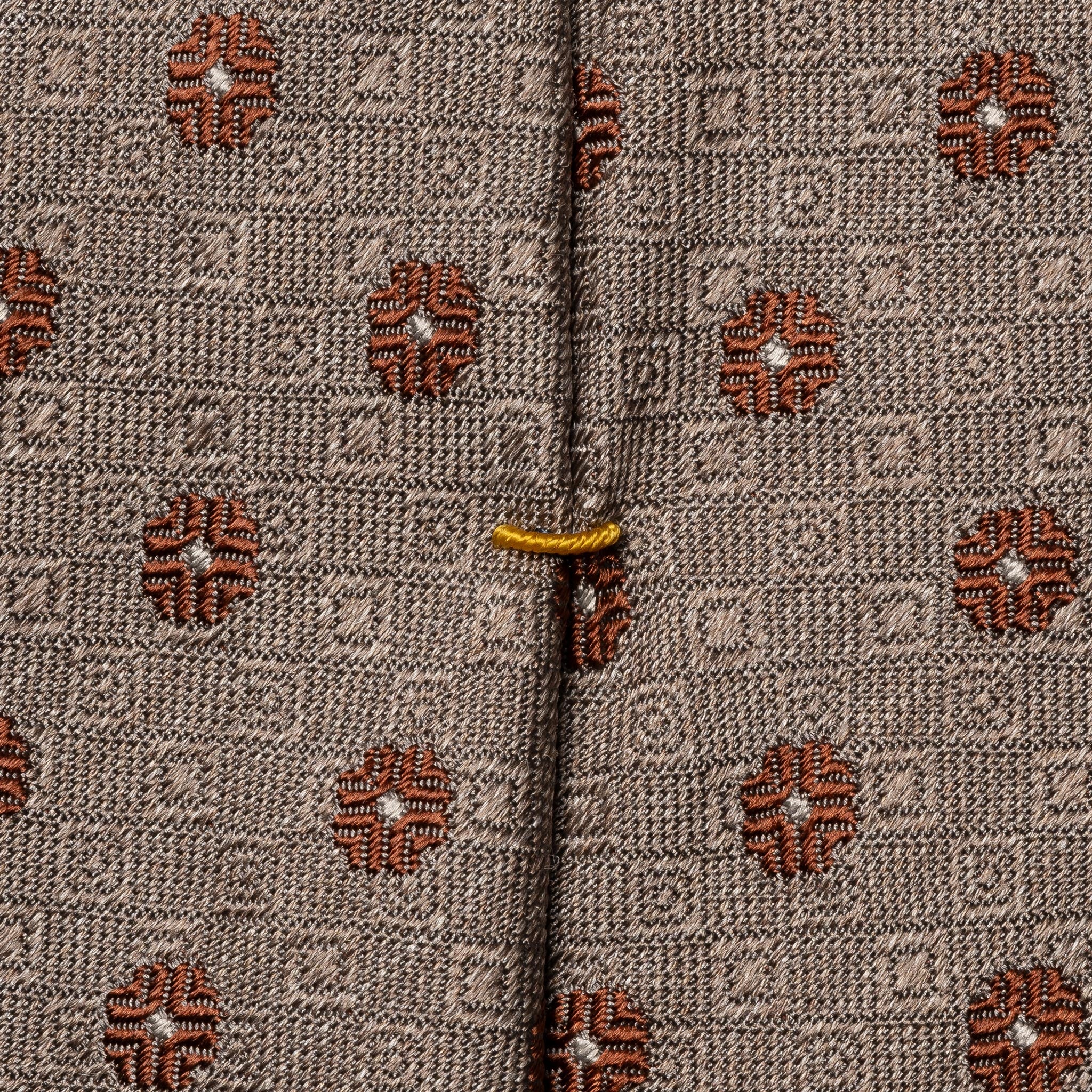 Beige Floral Woven Shantung Silk Tie - ETON - Image 5