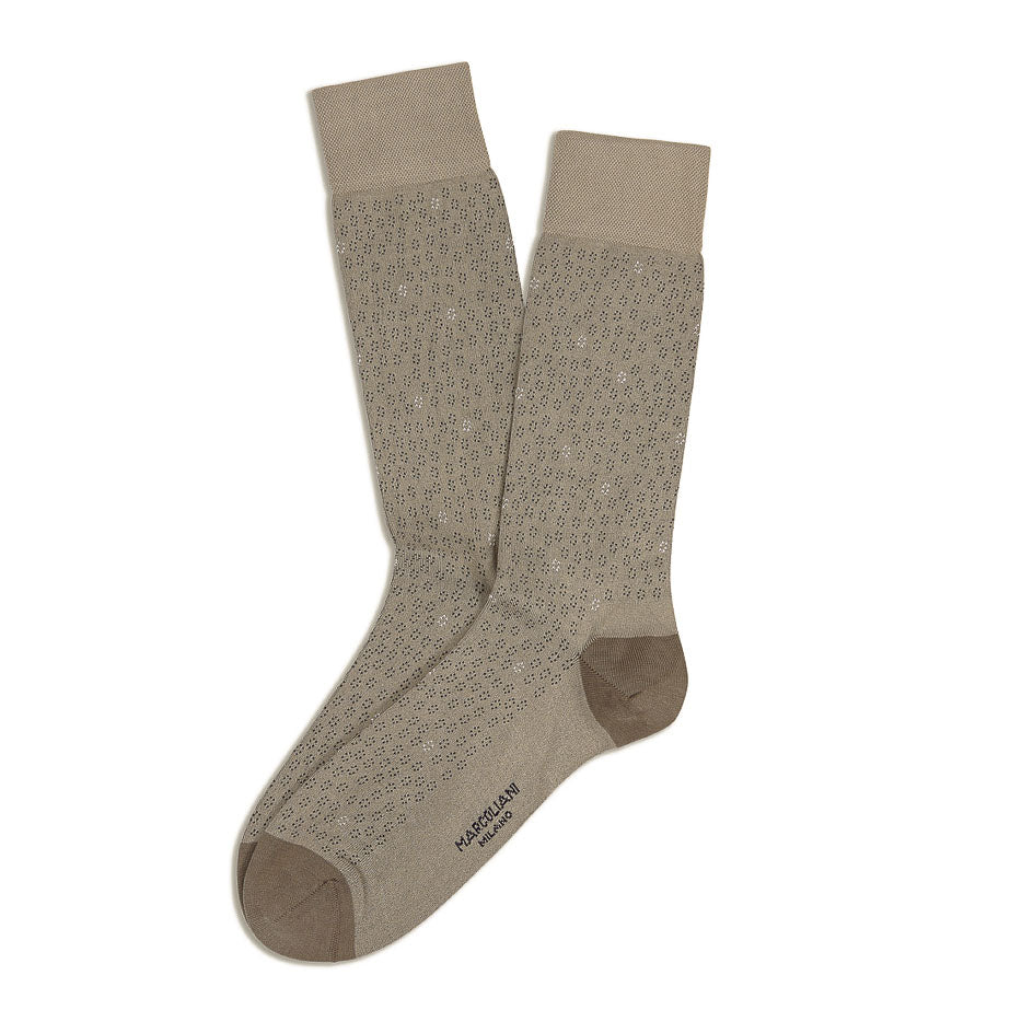 Beige Fresh of Modal Micro Flowers Mid-Calf Socks - Marcoliani