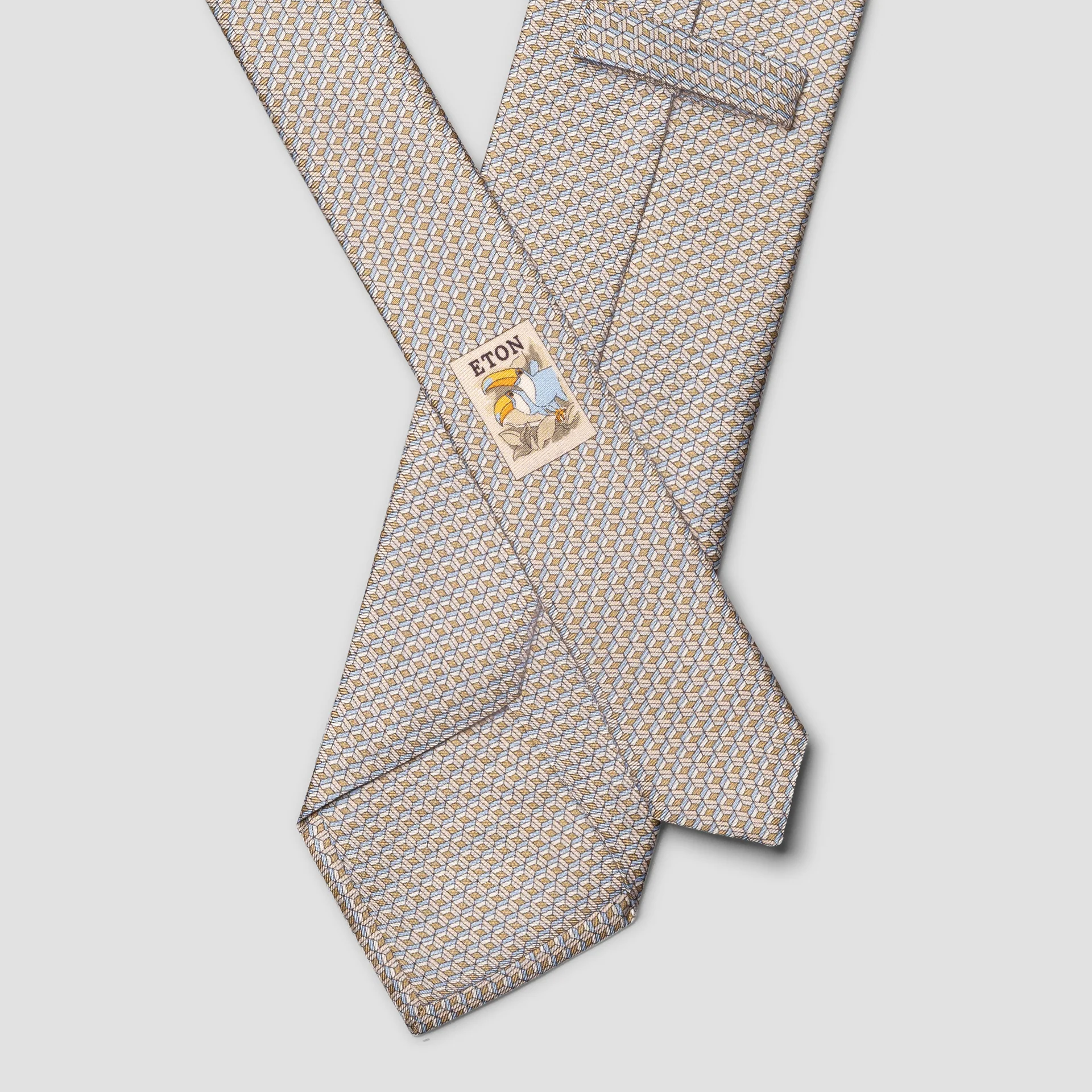 Beige Geometric Print Silk Tie - ETON - Image 3