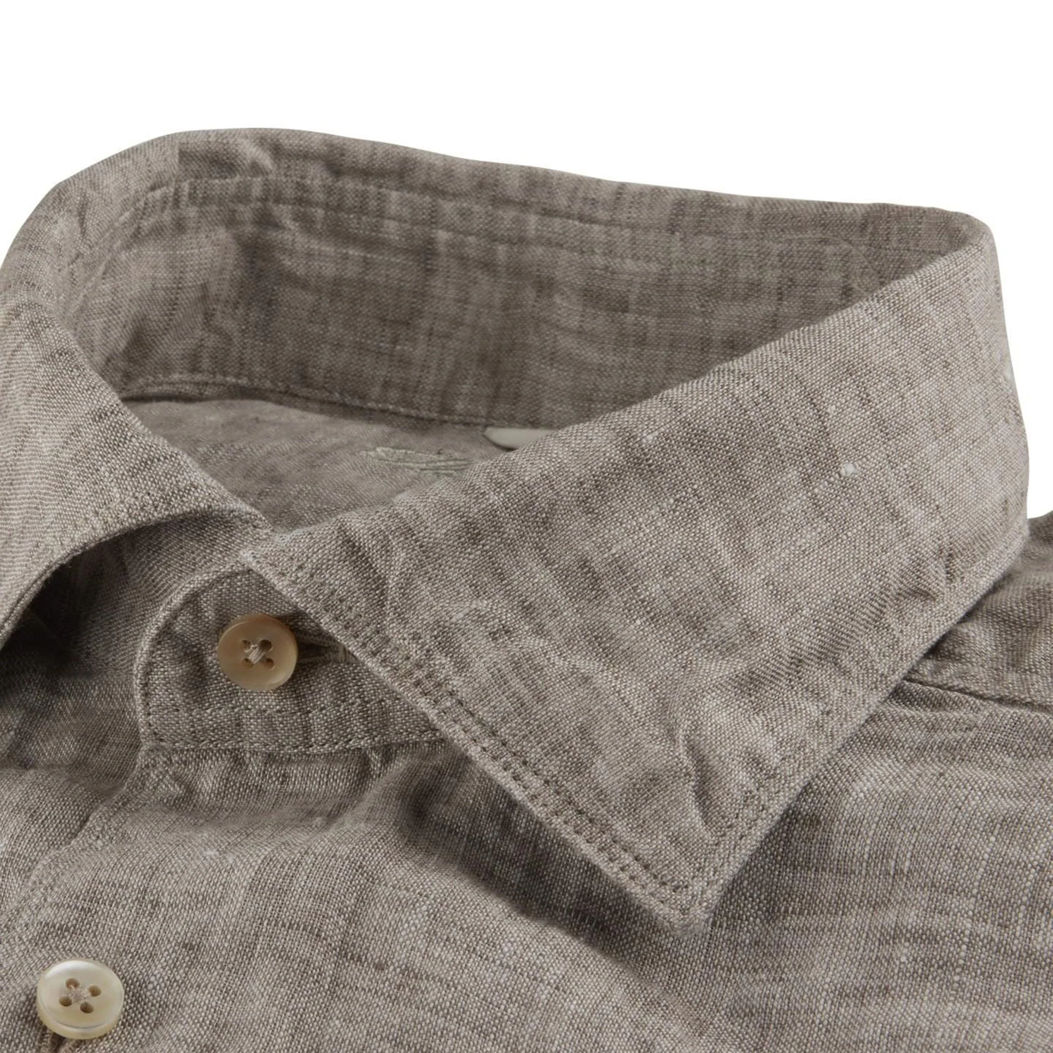 Beige Linen Fitted Body Shirt - Stenströms - Image 2