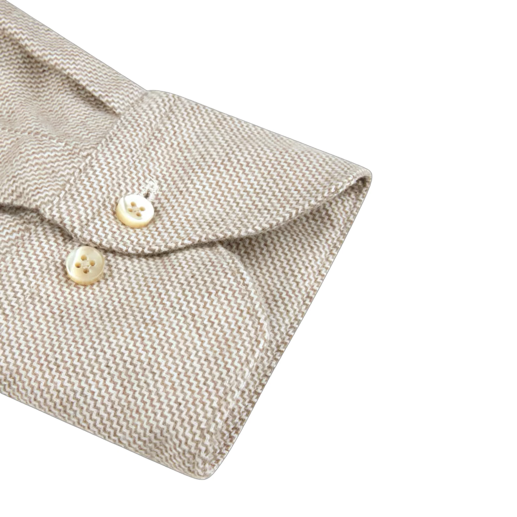 Beige Patterned Flannel Fitted Body Casual Shirt - Stenströms - Image 3