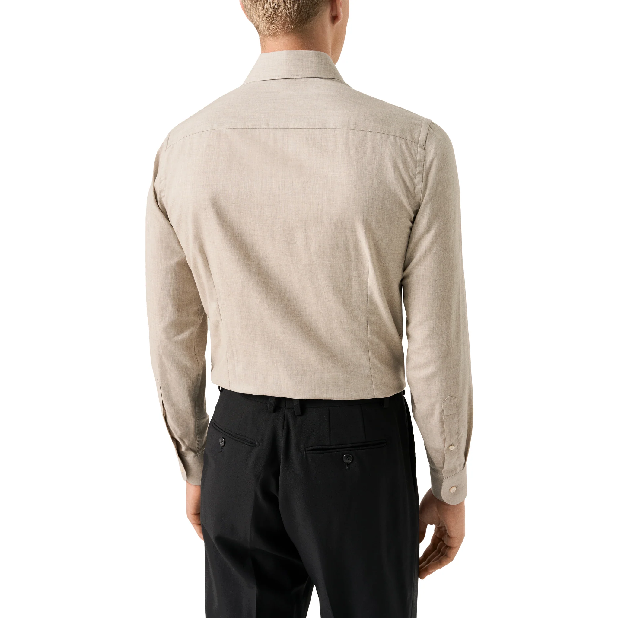 Beige Solid Lightweight Signature Flannel Slim Fit Shirt - ETON - Image 3