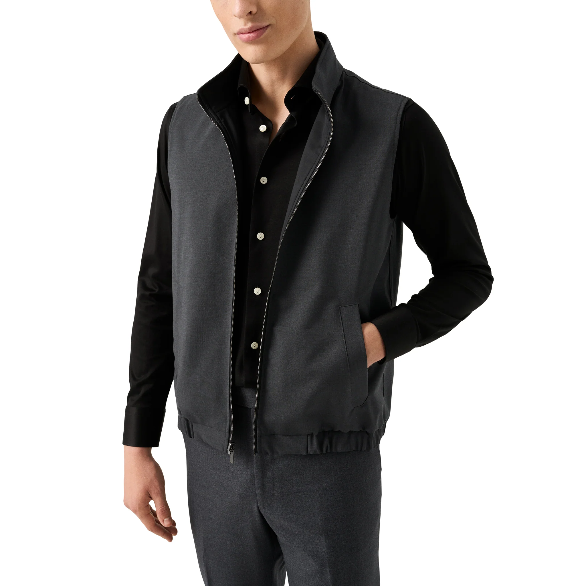 Black Solid Filo Di Scozia Cotton Knit Slim Fit Casual Shirt - ETON - Image 6