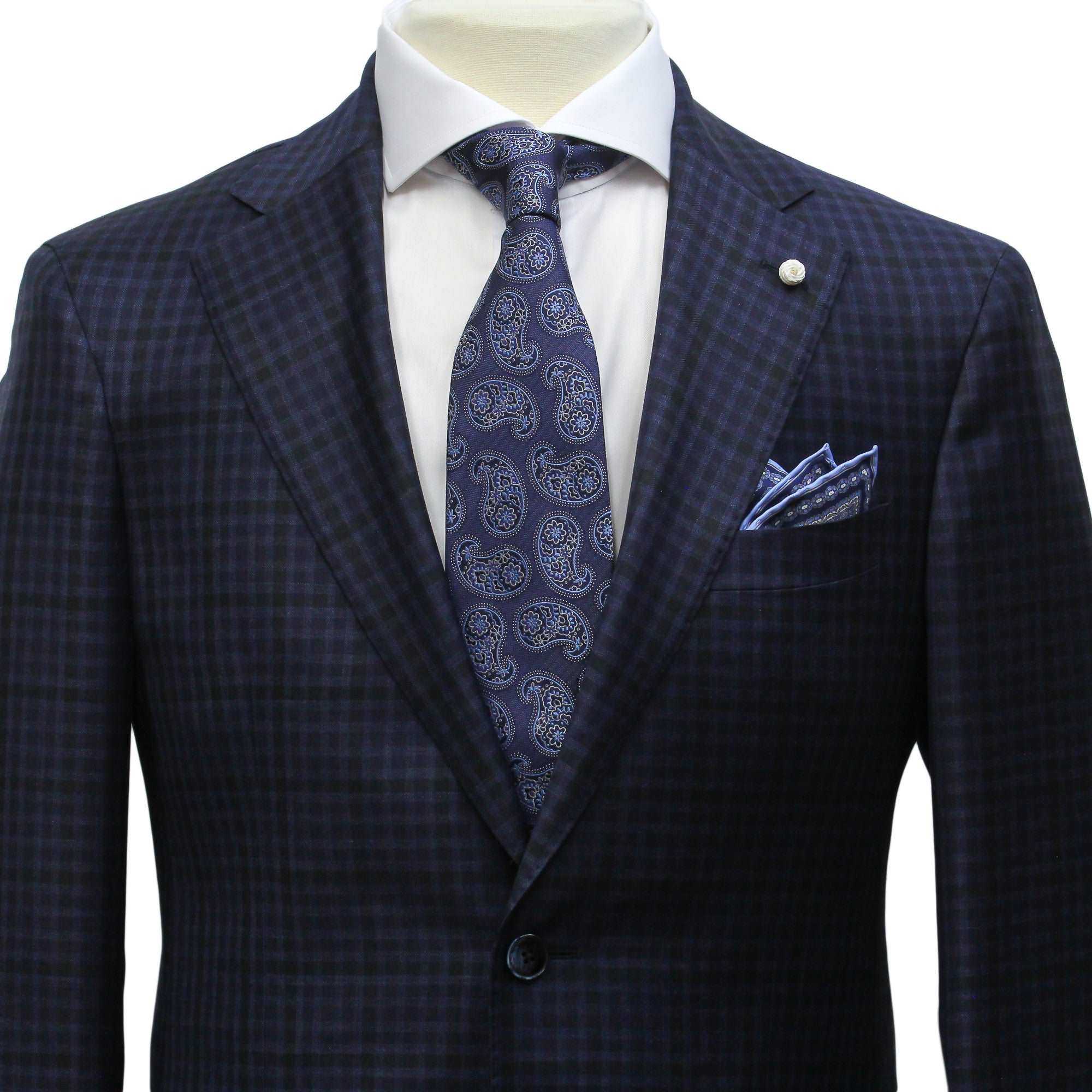 Blue Check Dream Fit Super 140s REDA Wool Suit - Luigi Bianchi - Image 5