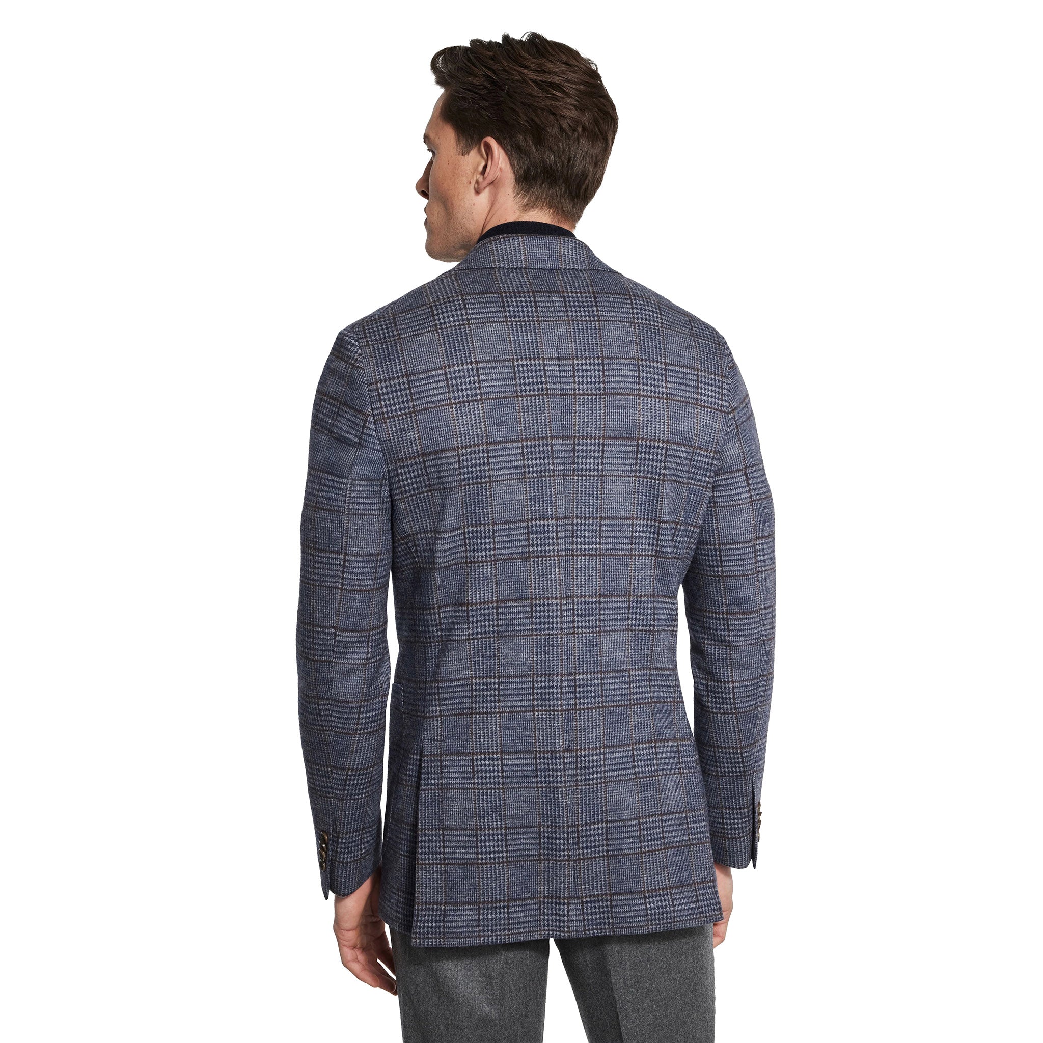 Blue Check Superfine Wool Hartford Contemporary Fit Knitted Sport Jacket - Jack Victor - Image 8