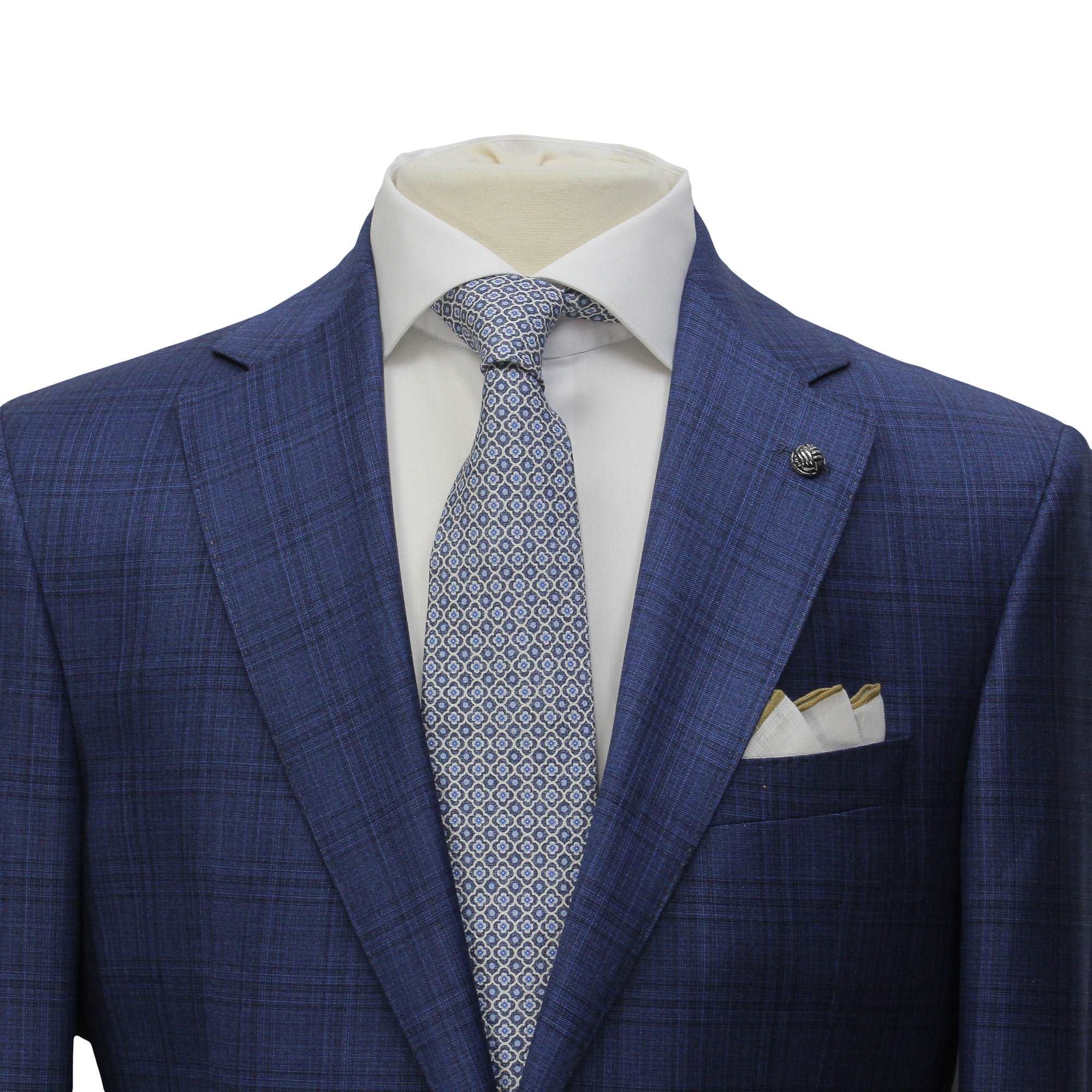 Blue Check Super 150's Wool Essence Modern Fit Suit - Jack Victor 1913 - Image 6