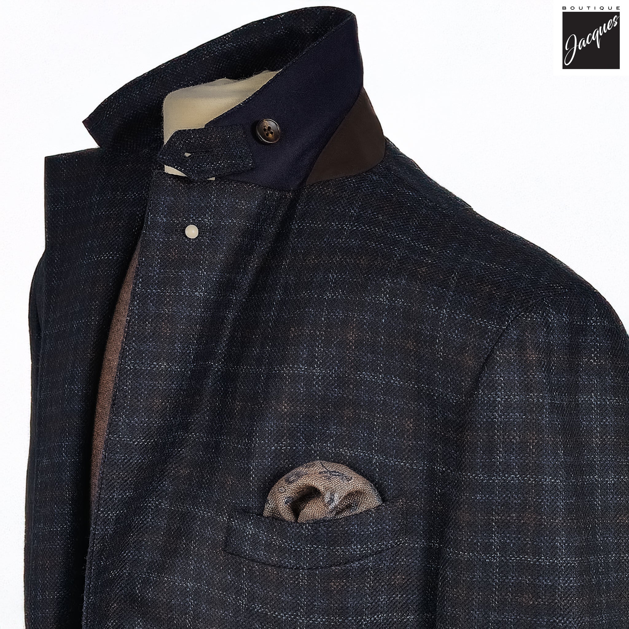 Blue Check Wool Hybrid Sport Jacket with Bib - Luigi Bianchi - Image 4
