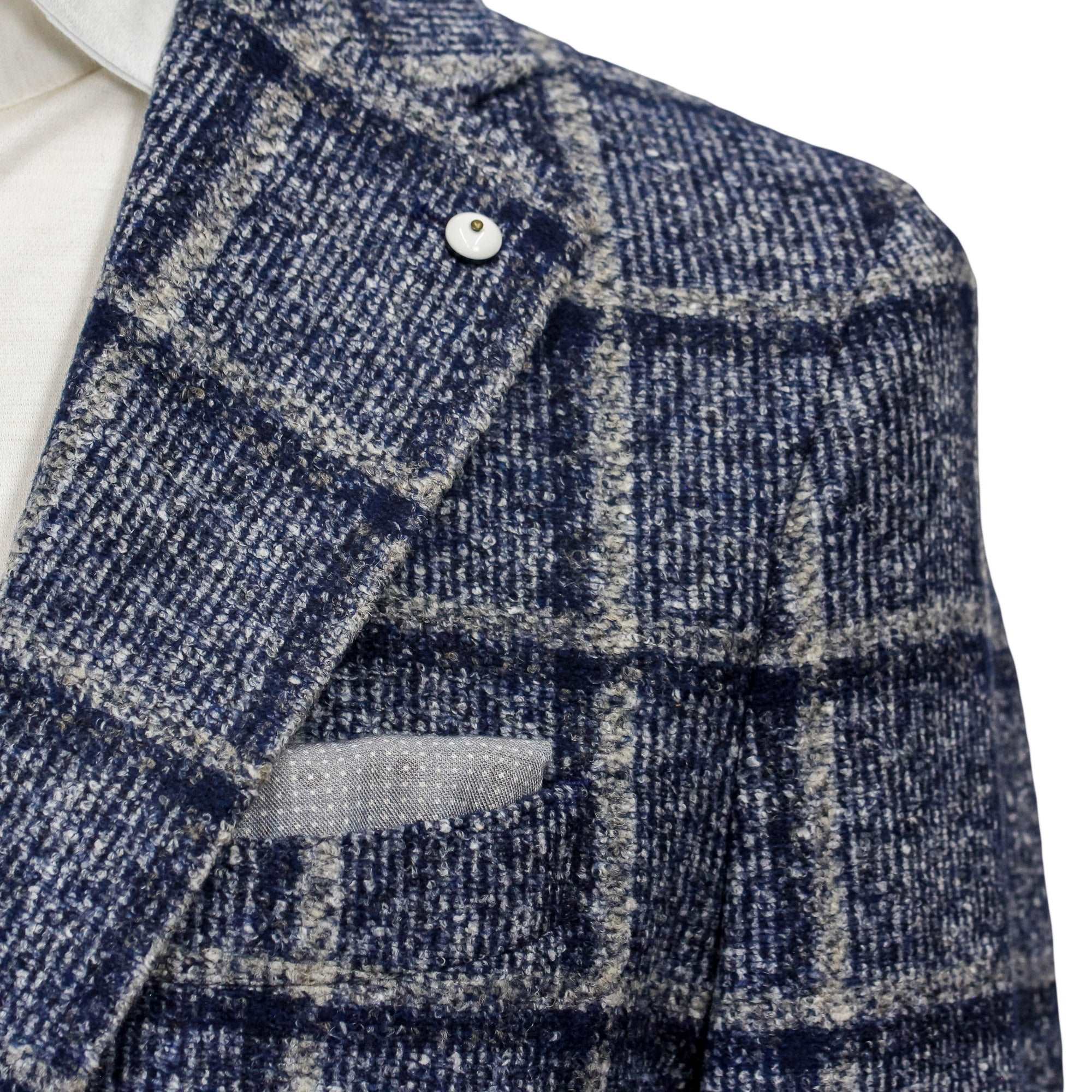 Blue Check Wool Jersey Contemporary Fit Sport Jacket - L.B.M 1911 - Image 5