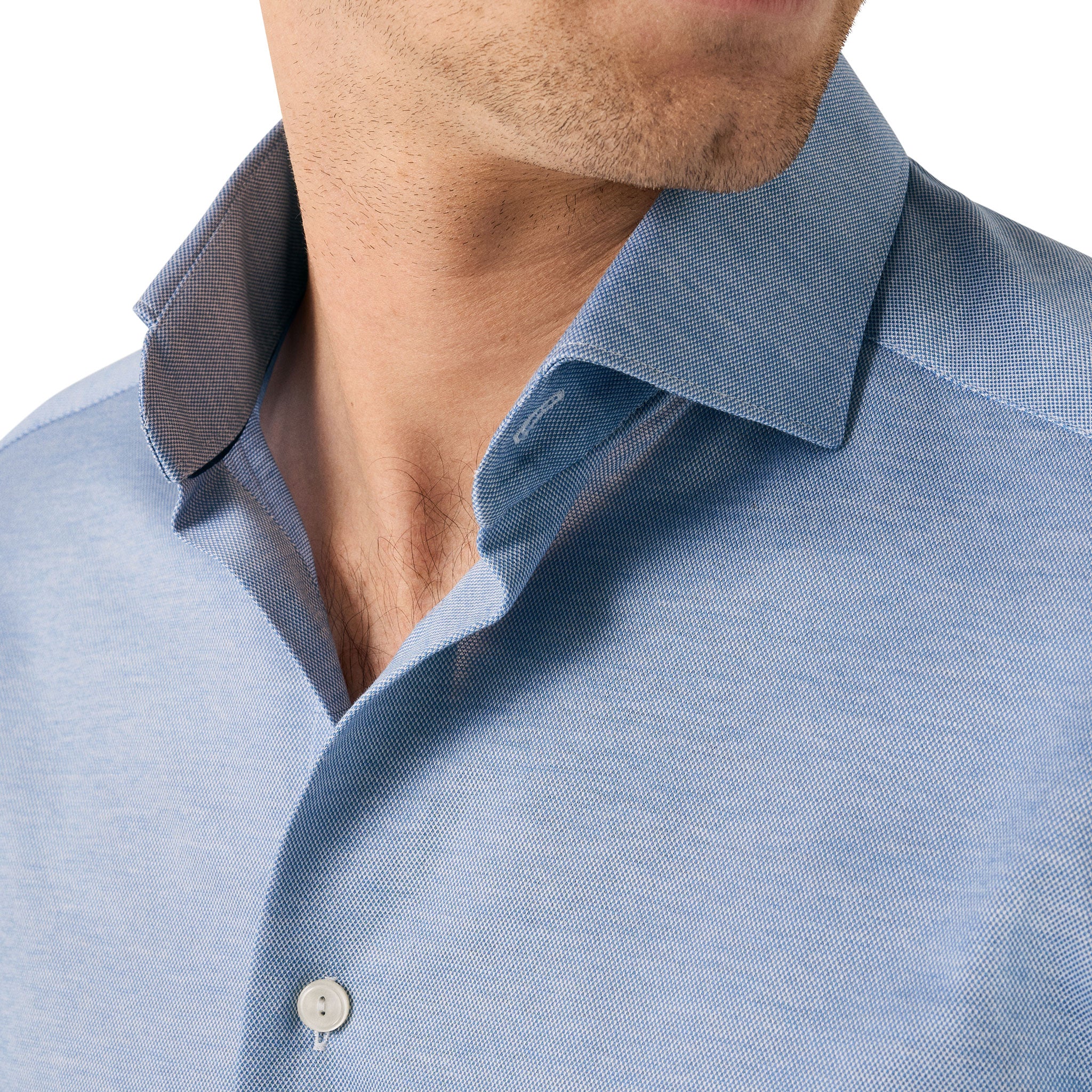 Blue Filo Di Scozia Knitted Cotton Slim Fit Casual Shirt - ETON - Image 3