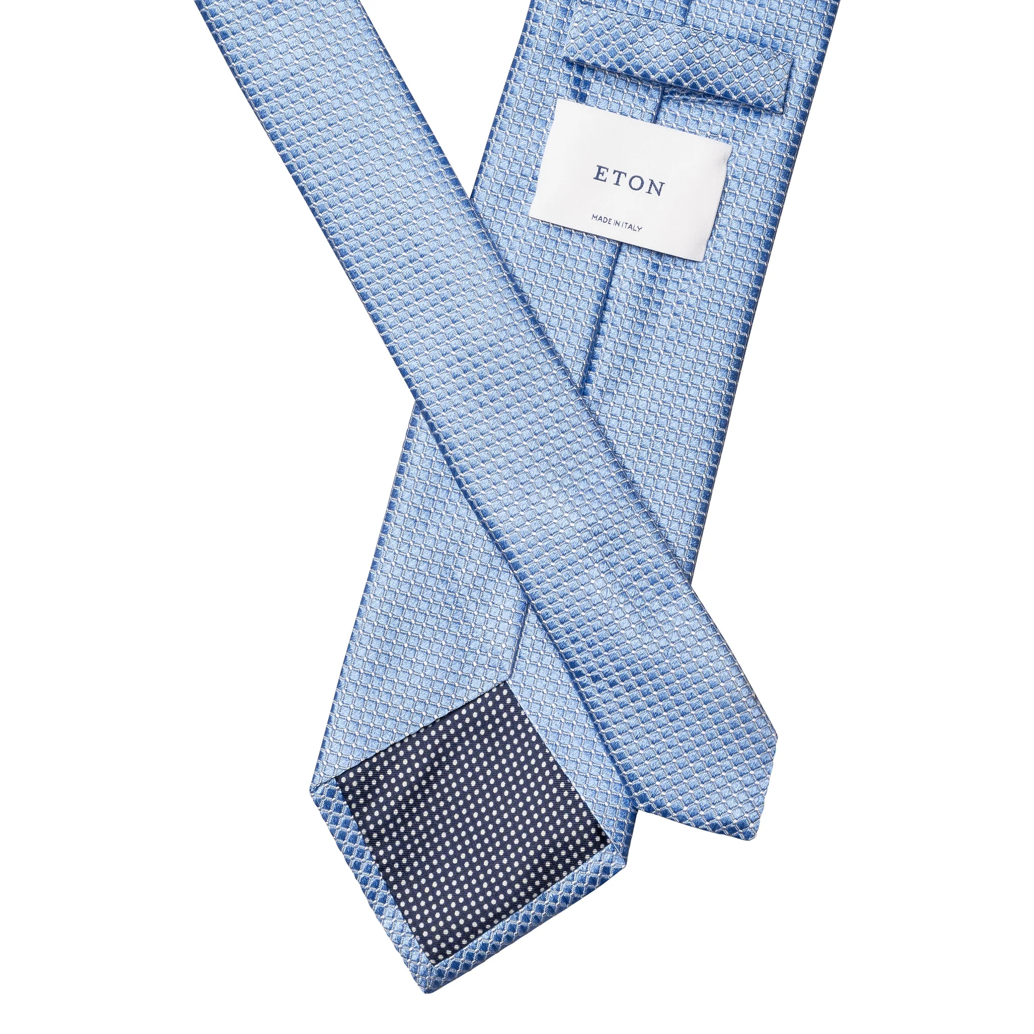 Blue Geometric Satin Woven Silk Tie - ETON - Image 4