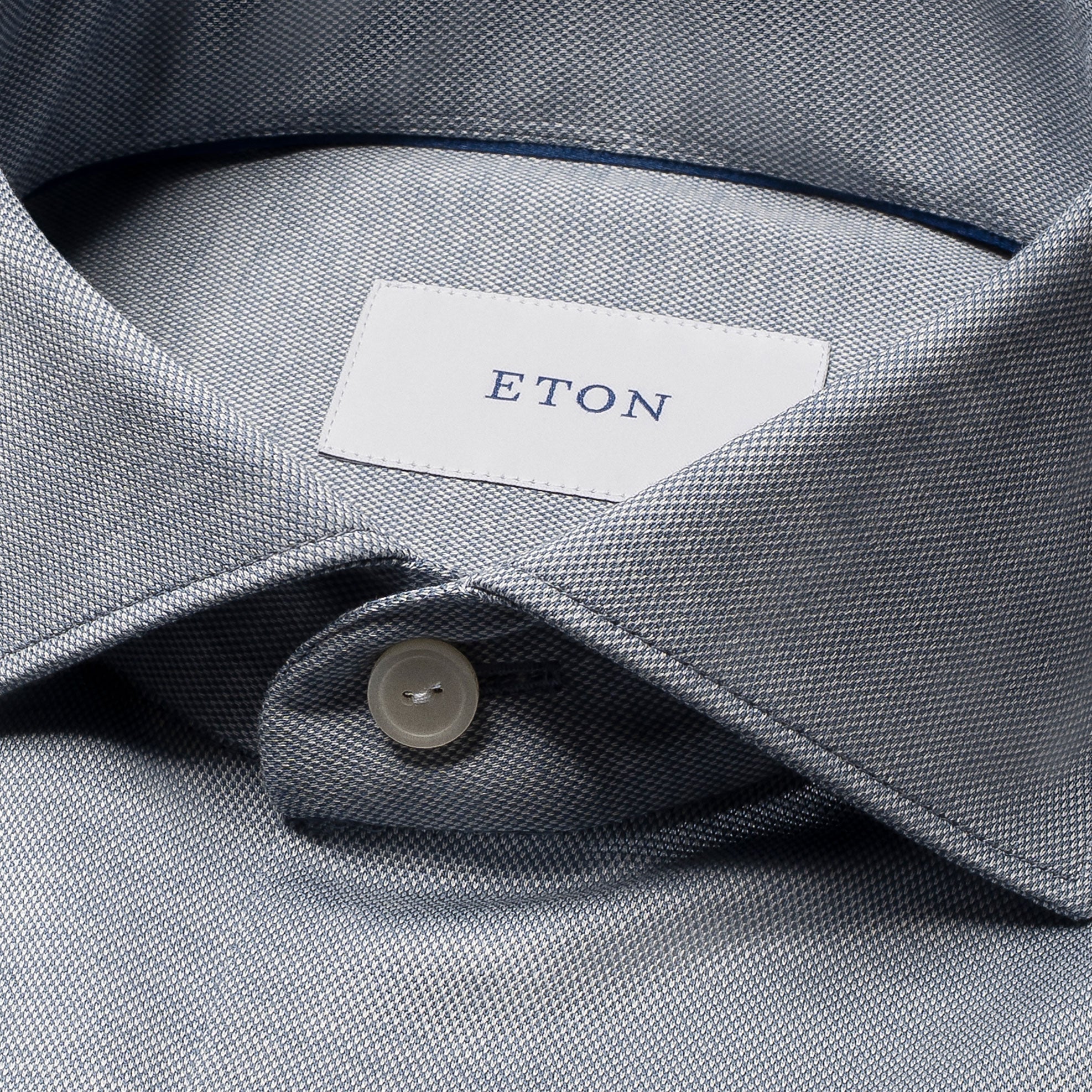 Blue/Gray Filo Di Scozia Knitted Cotton Slim Fit Casual Shirt - ETON - Image 3
