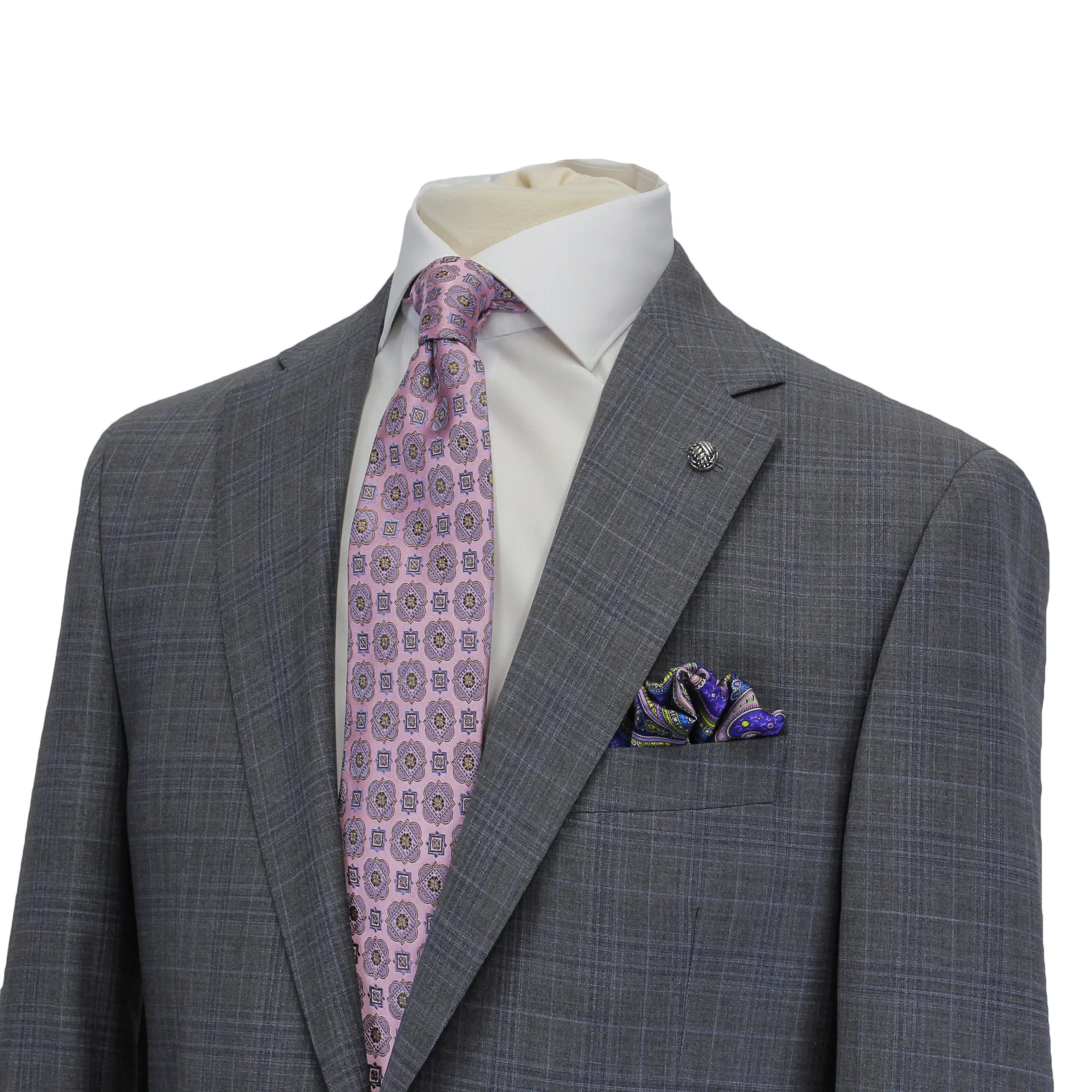 Gray with Blue Check Esprit Modern Fit Wool Suit - Jack Victor - Image 5