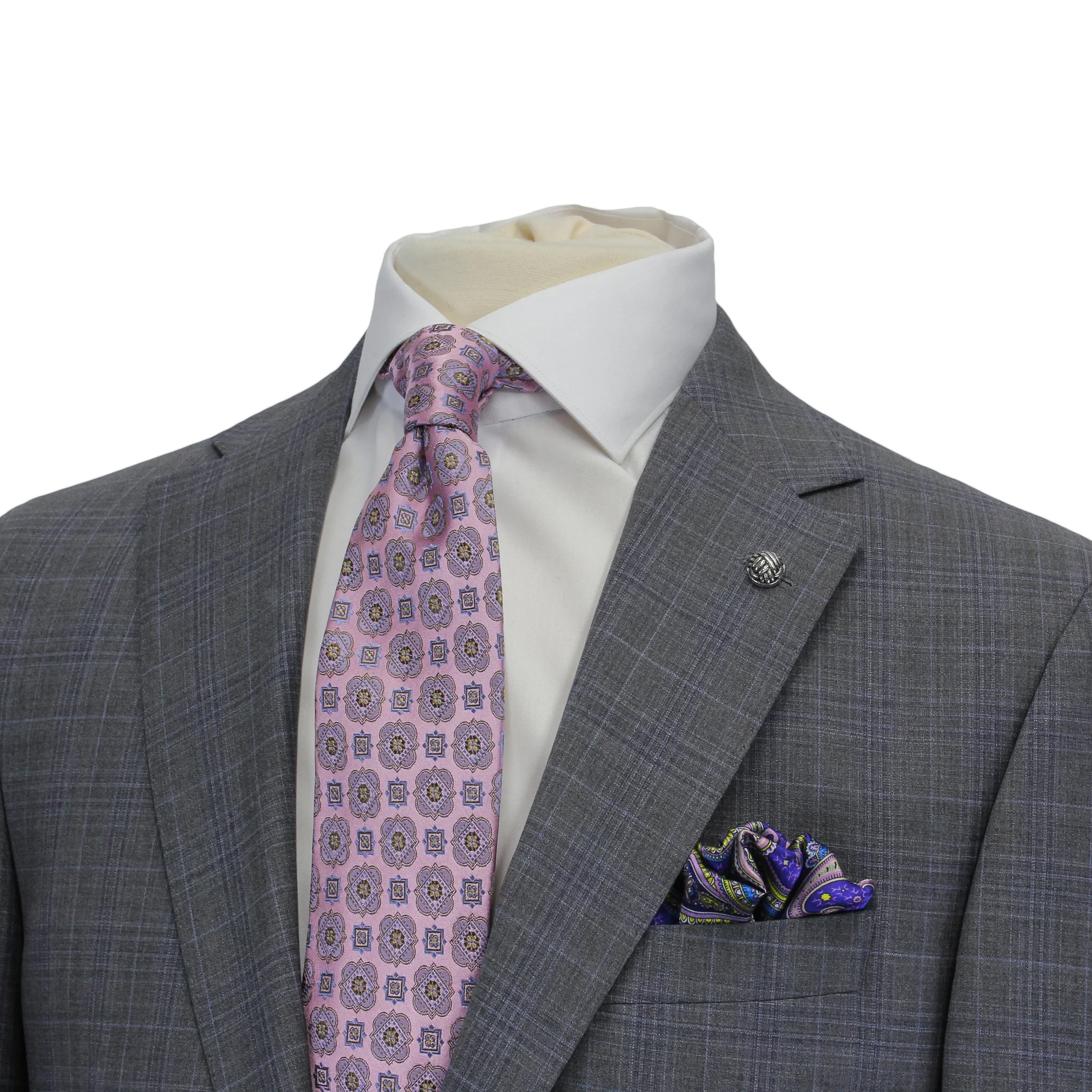 Gray with Blue Check Esprit Modern Fit Wool Suit - Jack Victor - Image 6