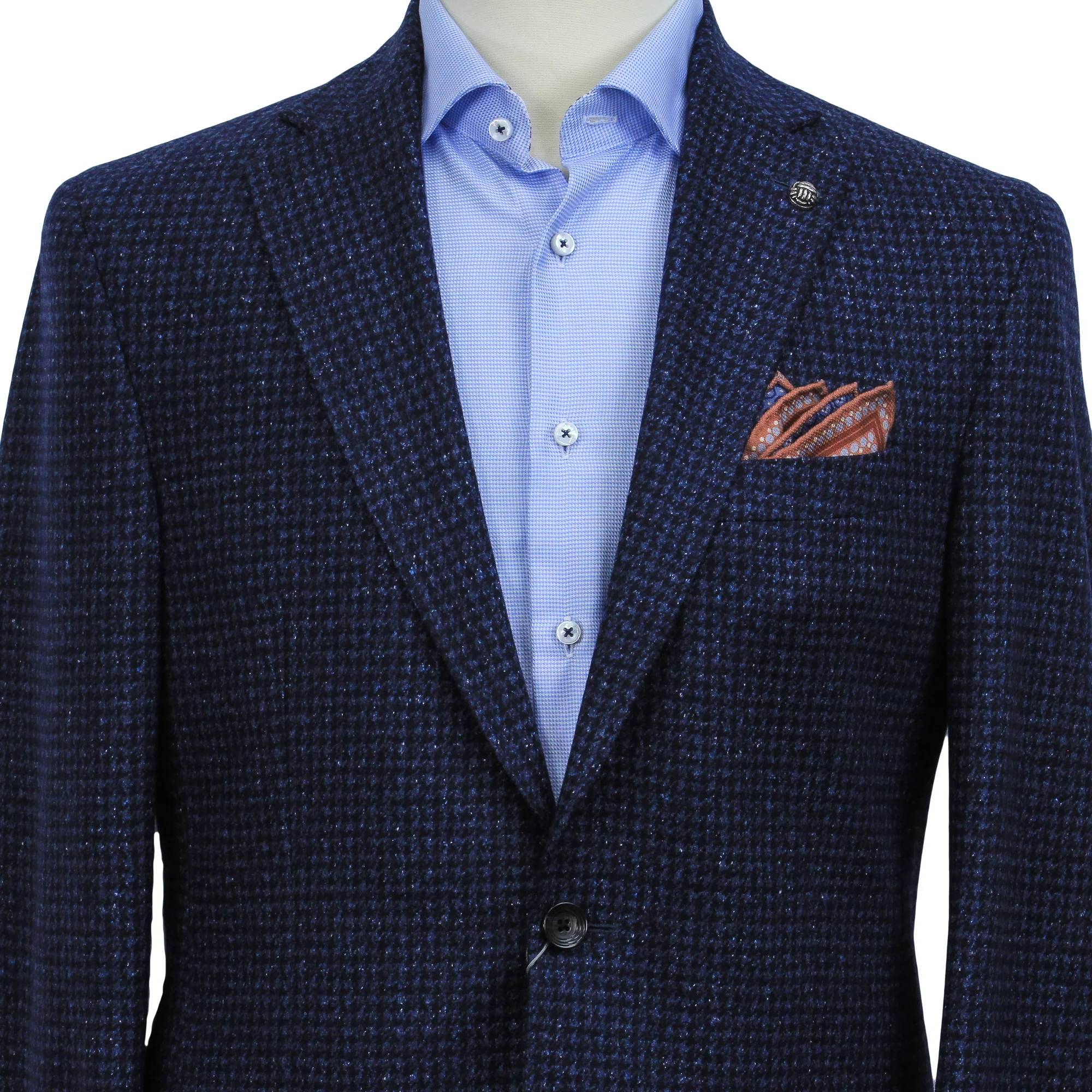 Blue Houndstooth Wool-Silk Hampton Contemporary Fit Sport Jacket - Jack Victor - Image 4