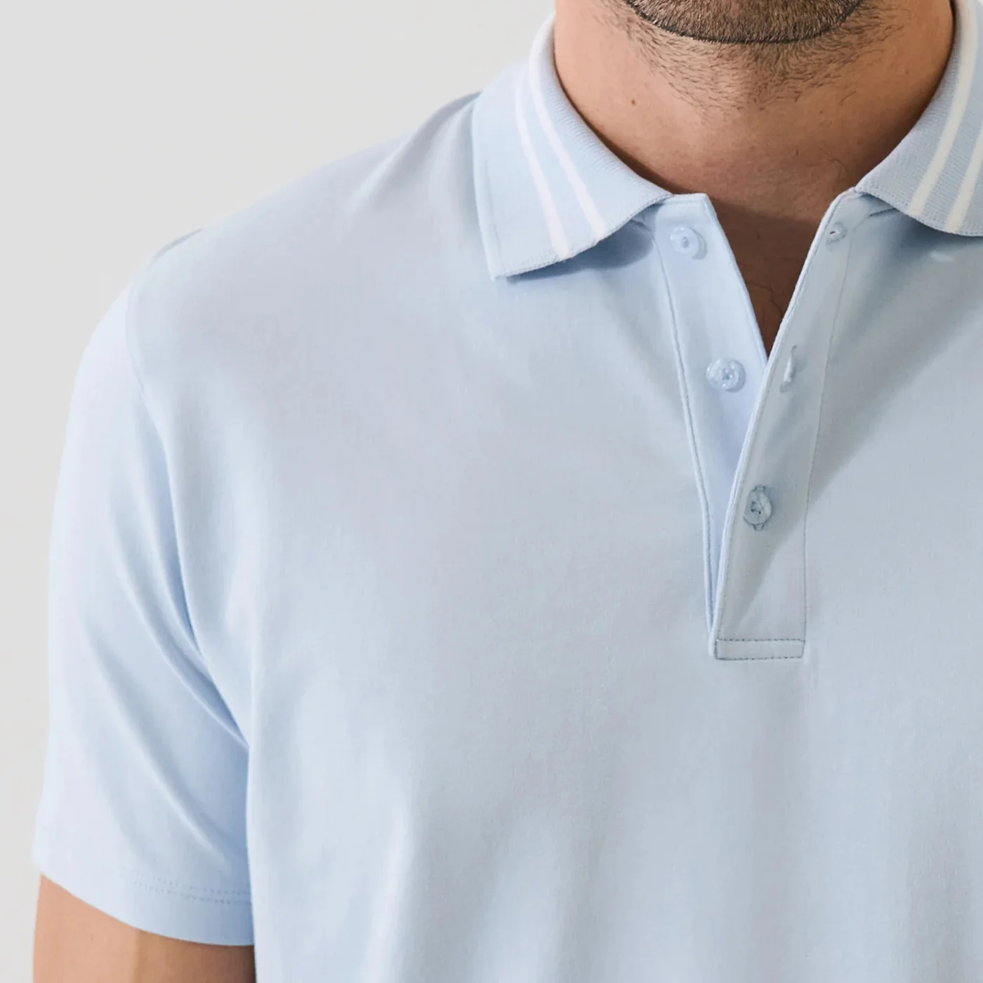 Blue Ice Tipped Iconic Pima Cotton Stretch Button Polo Shirt - Patrick Assaraf - Image 3