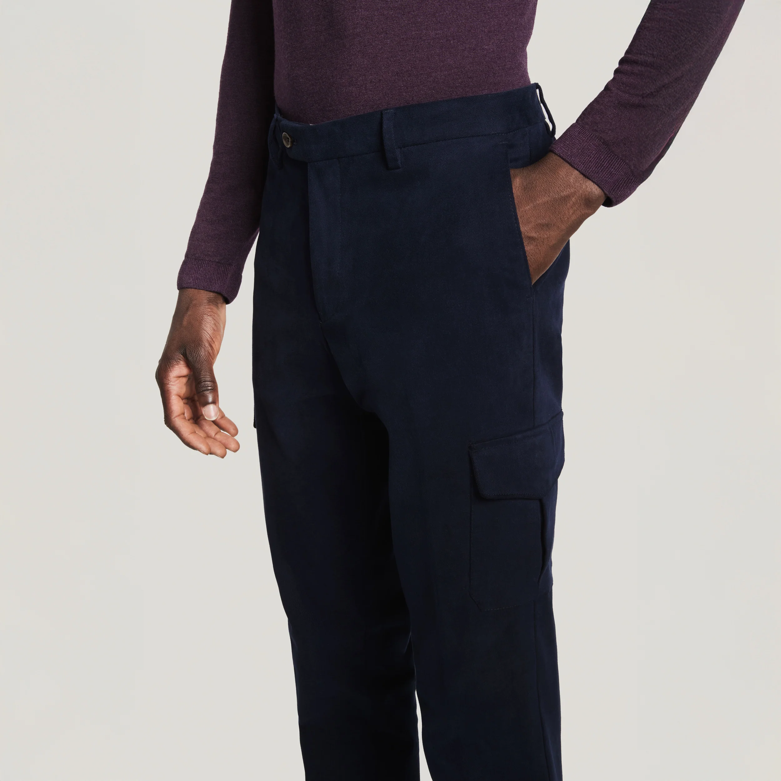 Blue Jona Brushed Cotton Modern Fit Cargo Chino Pants - Jack Victor - Image 2