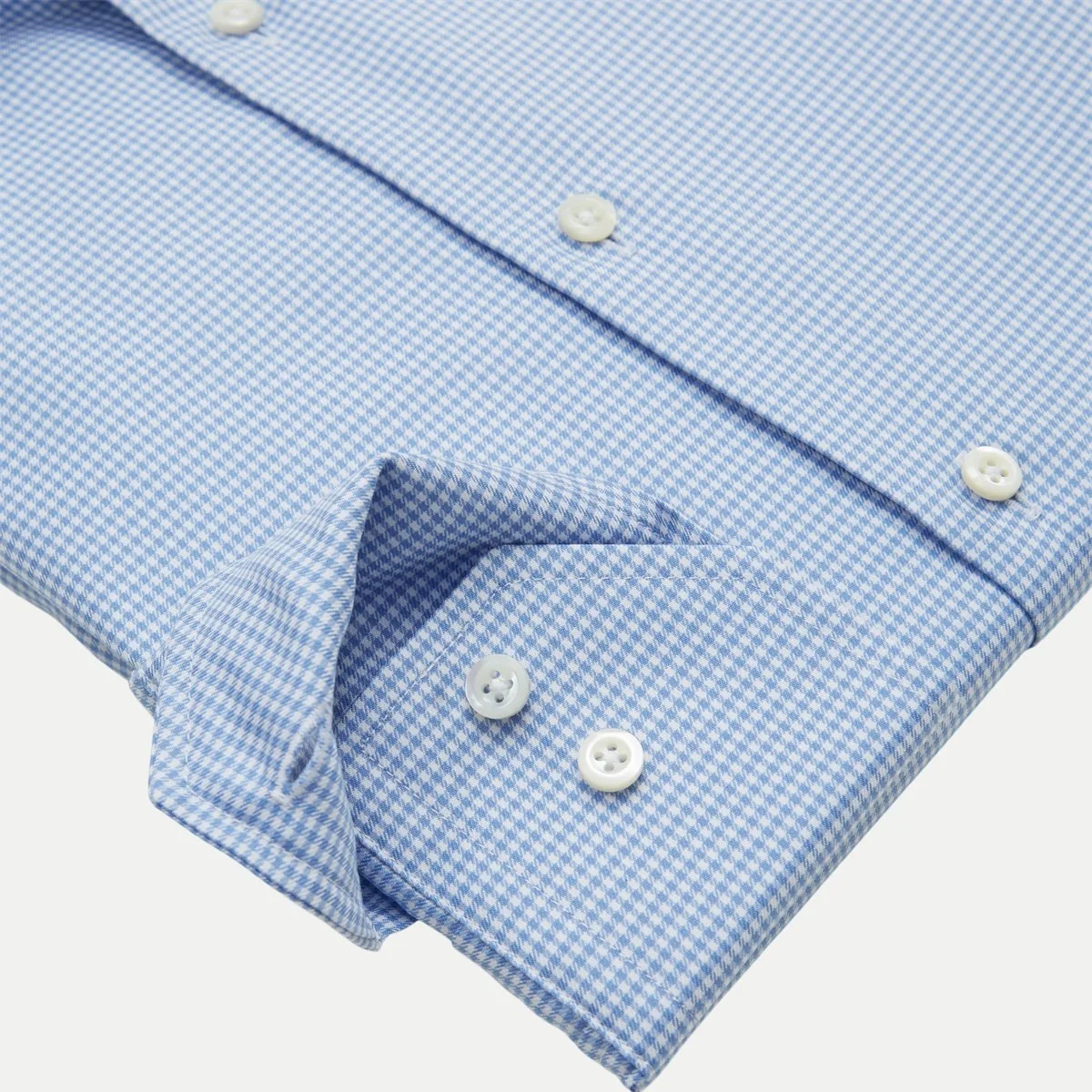 Blue Micro-Check Twill Slimline Shirt - Stenströms - Image 5