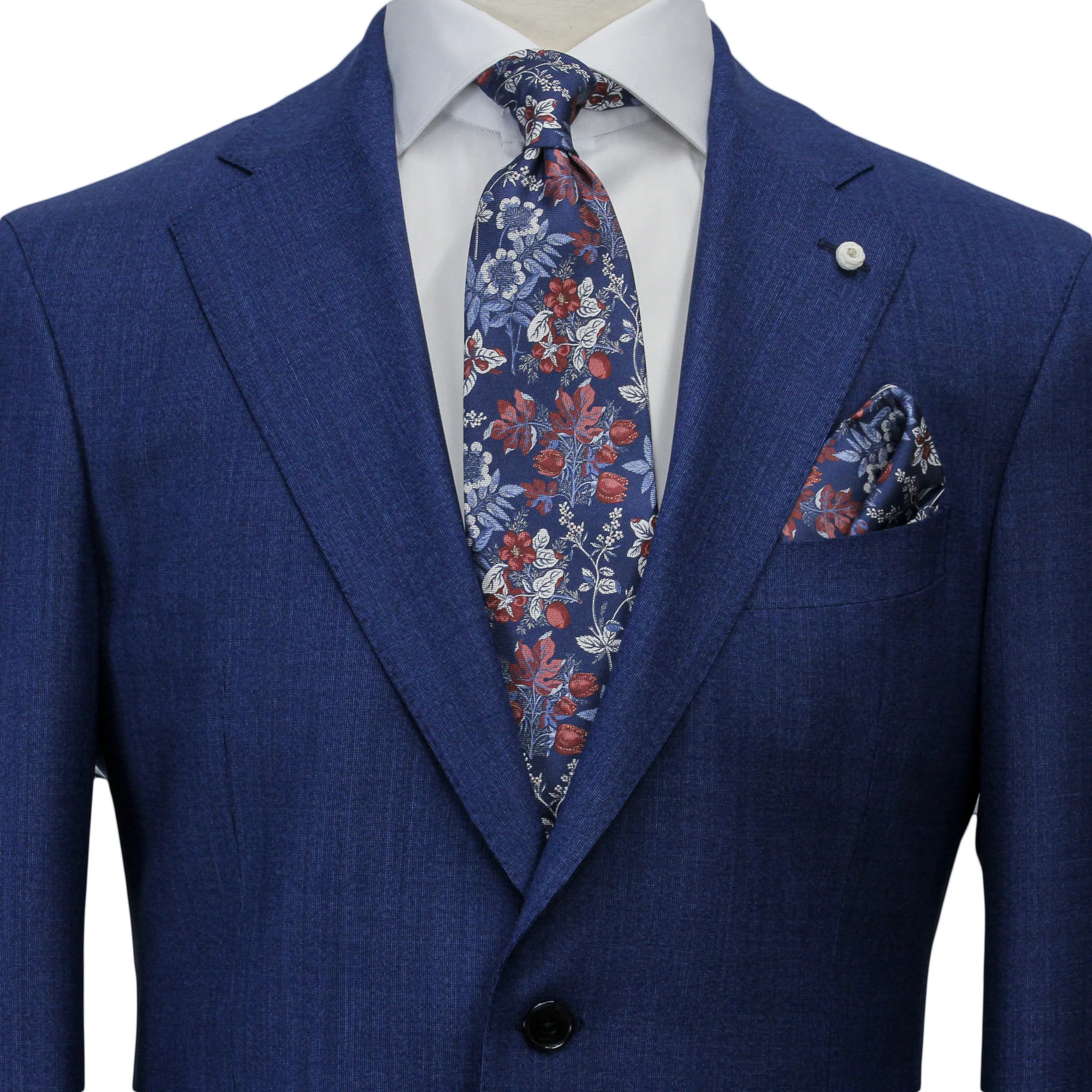 Blue Neat Wool-Stretch Contemporary Dream Fit Suit - Luigi Bianchi - Image 3