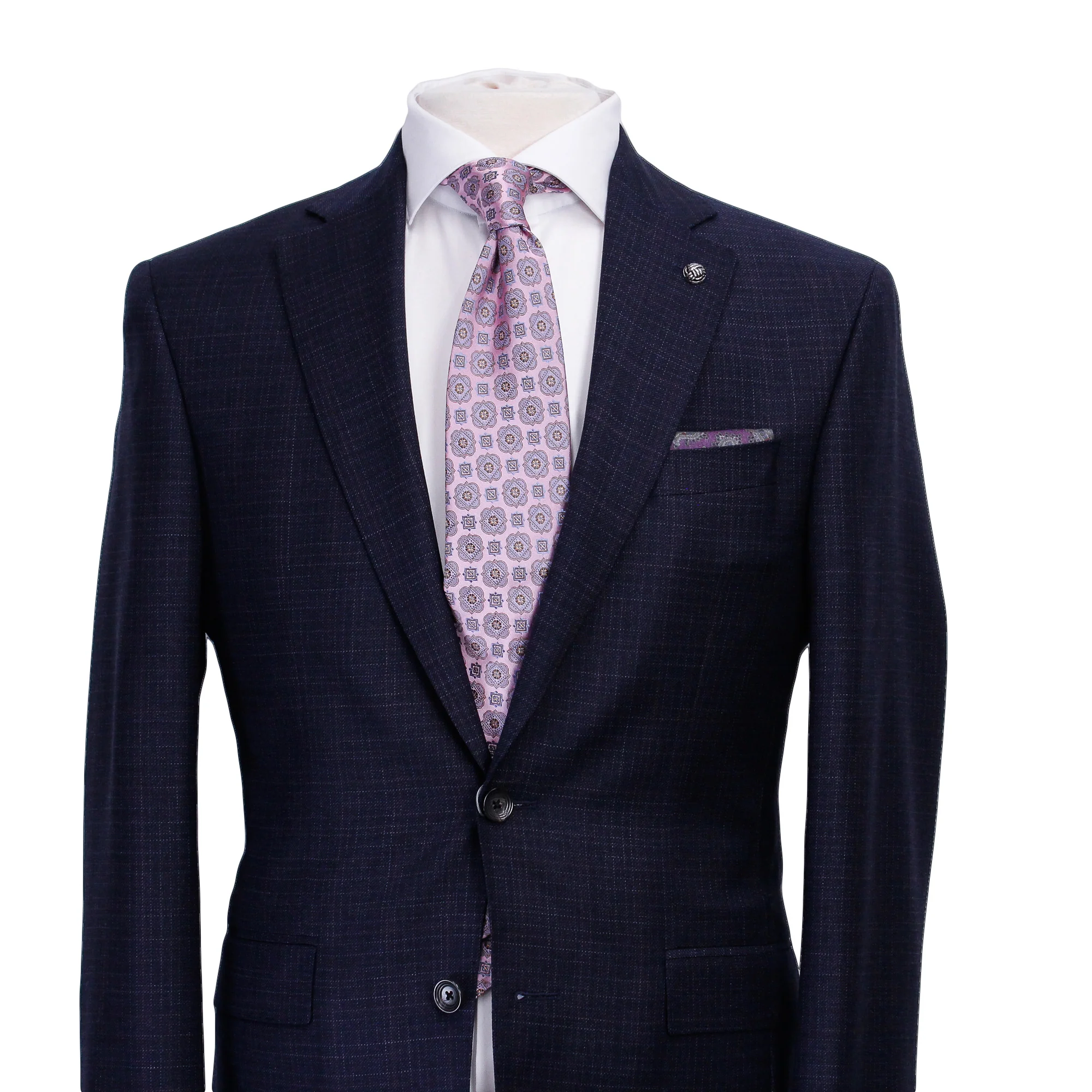 Blue Micro-Pattern Urban Slim Fit Wool Suit - Jack Victor - Image 3