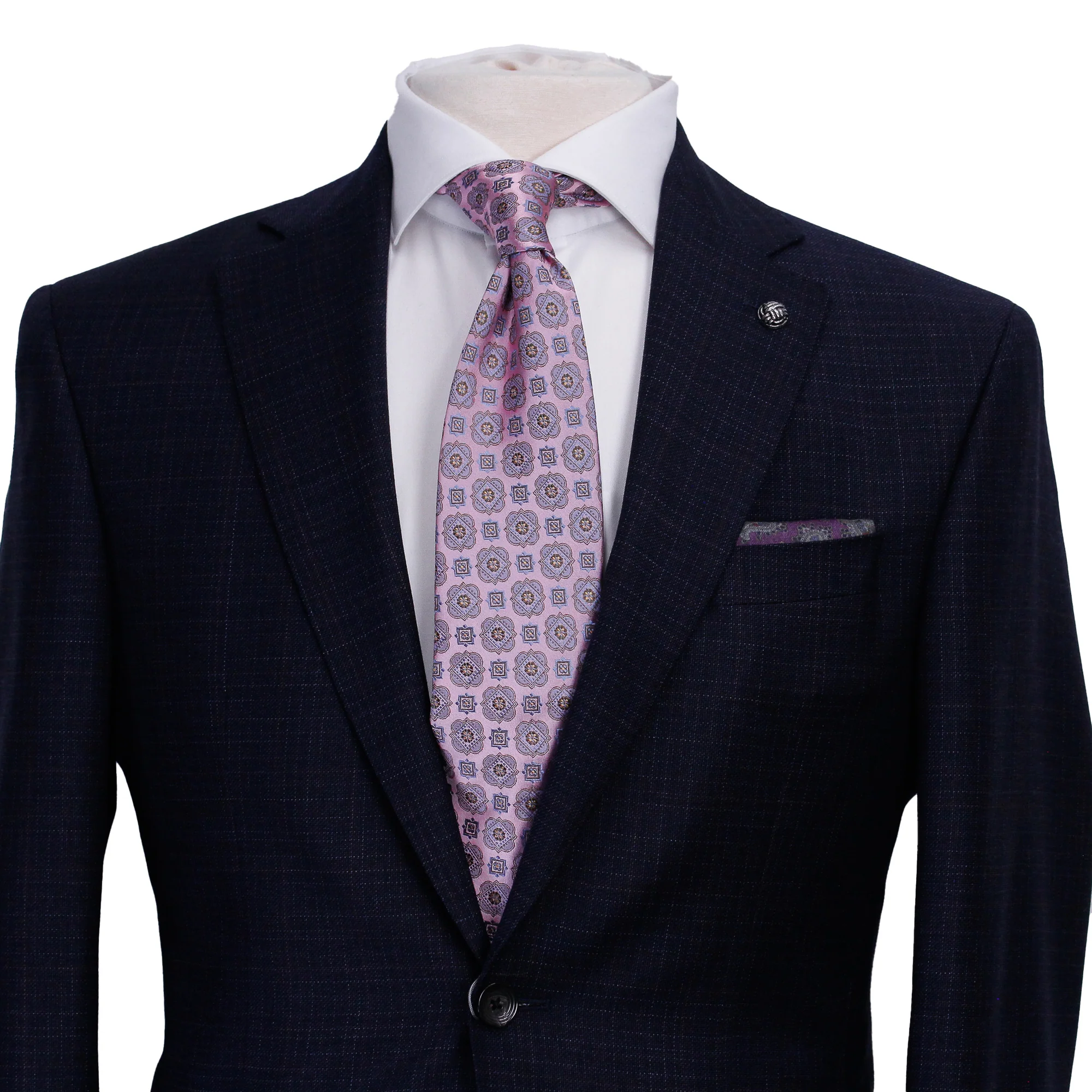 Blue Micro-Pattern Urban Slim Fit Wool Suit - Jack Victor - Image 4
