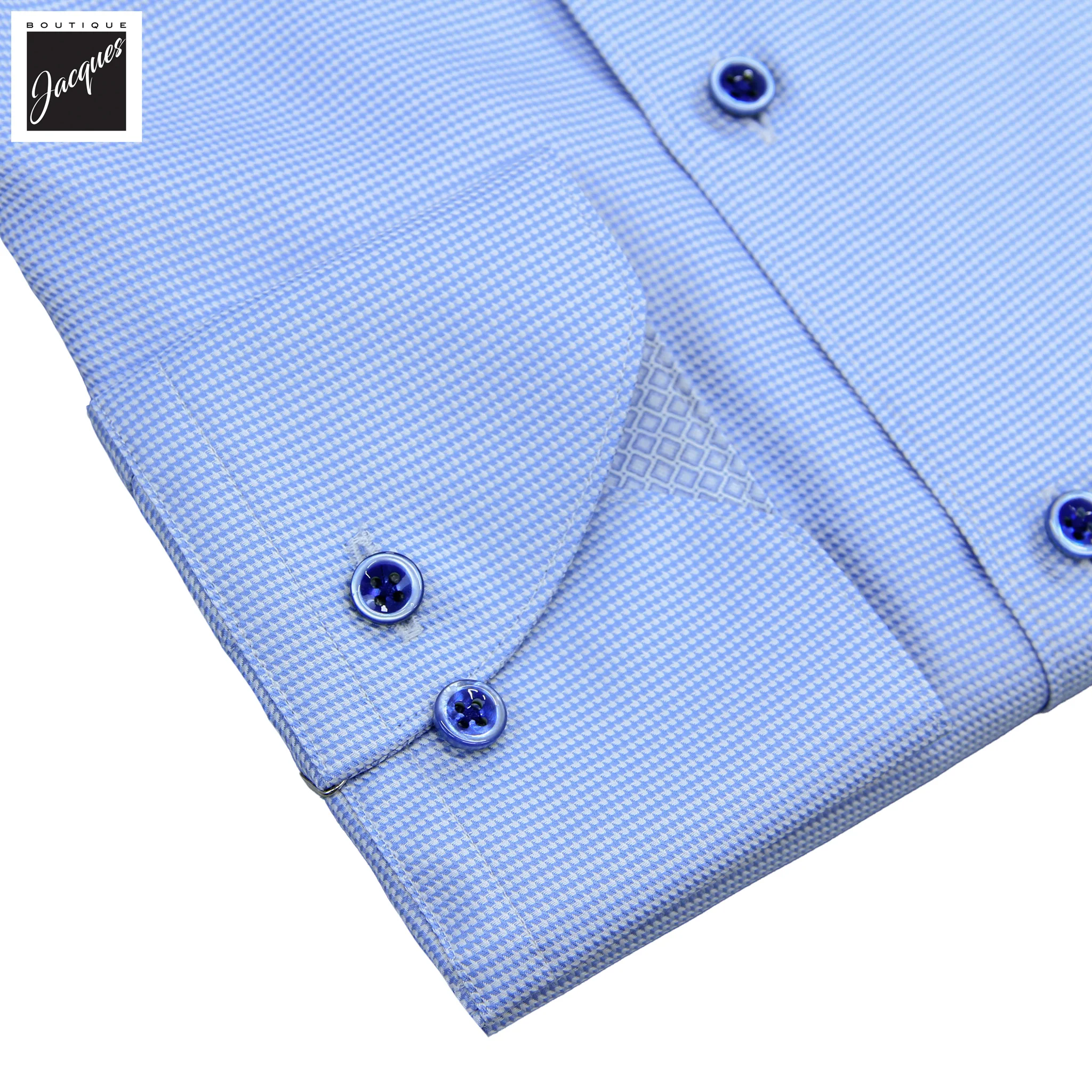 Blue Twill Slimline Shirt w/ Contrast - Stenströms - Image 3