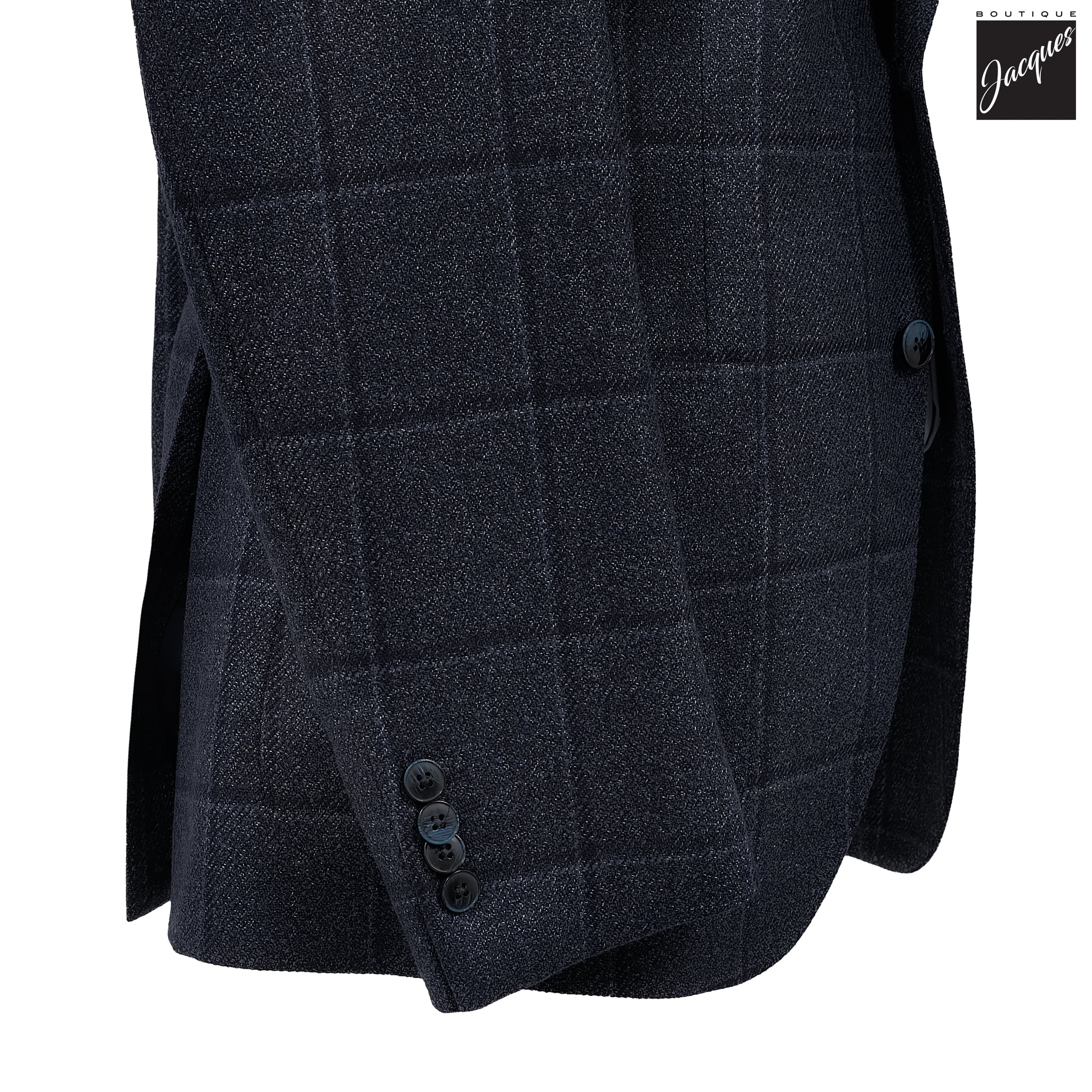 Blue Windowpane Wool-Silk Dream Tweed Contemporary Fit Sport Jacket - Luigi Bianchi - Image 3