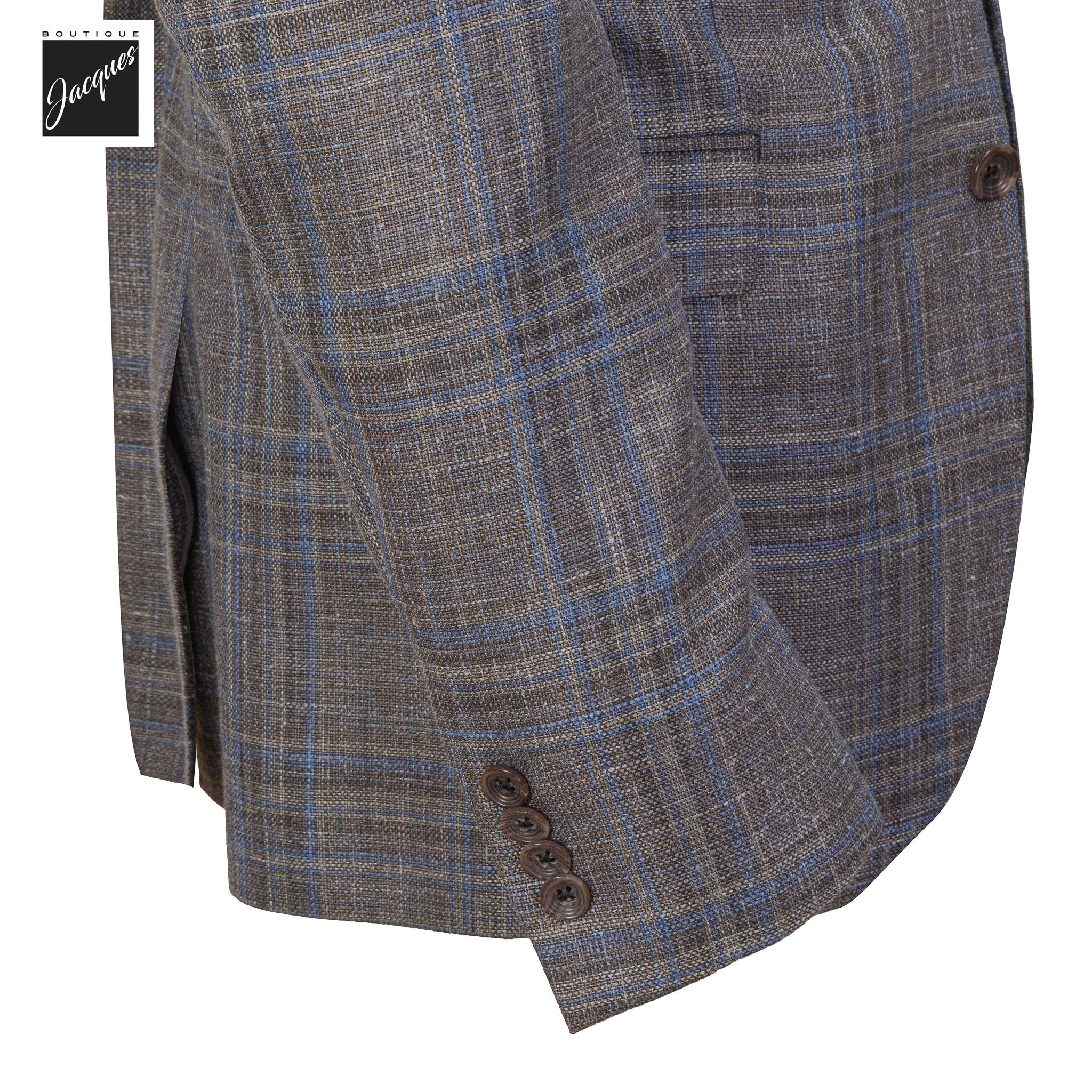 Brown & Blue Check Wool/Silk/Linen Midland Contemporary Fit Sport Jacket - Jack Victor - Image 2