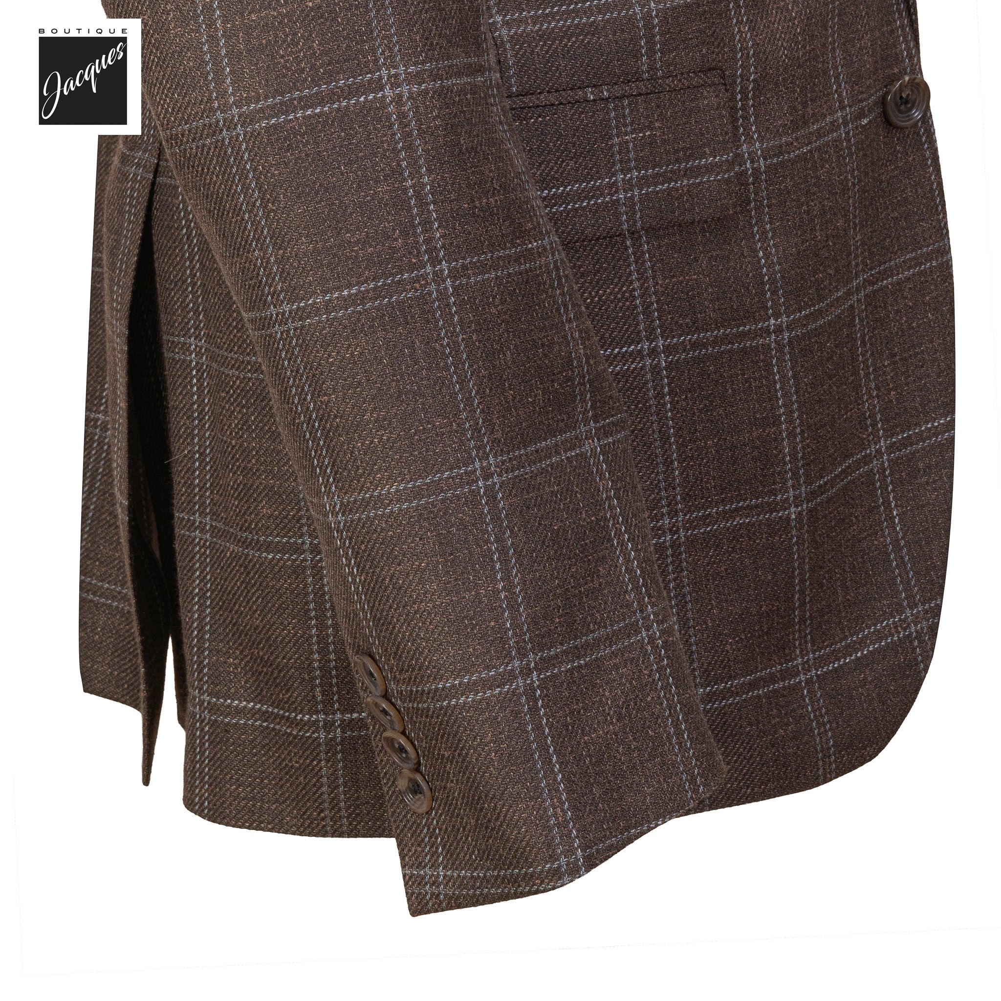 Brown Check Wool/Silk/Linen Midland Contemporary Fit Sport Jacket - Jack Victor - Image 2