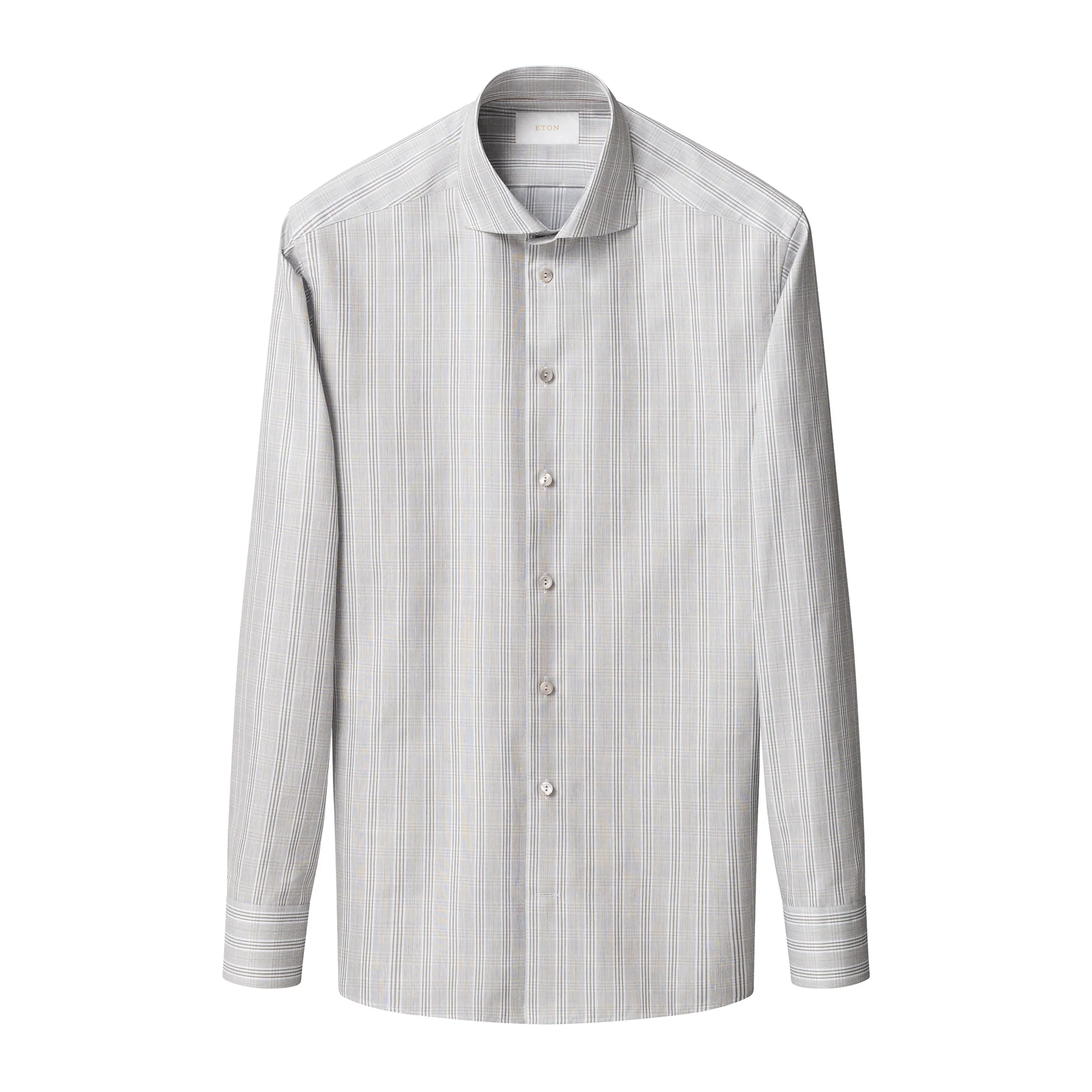 Brown & Gray Check Elevated Cotton/Linen Slim Fit Shirt - ETON - Image 9