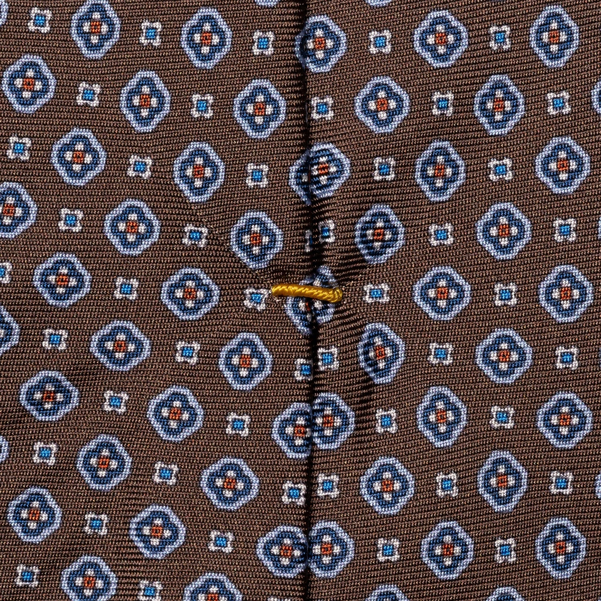 Brown Medallion Printed Silk Tie - ETON - Image 5