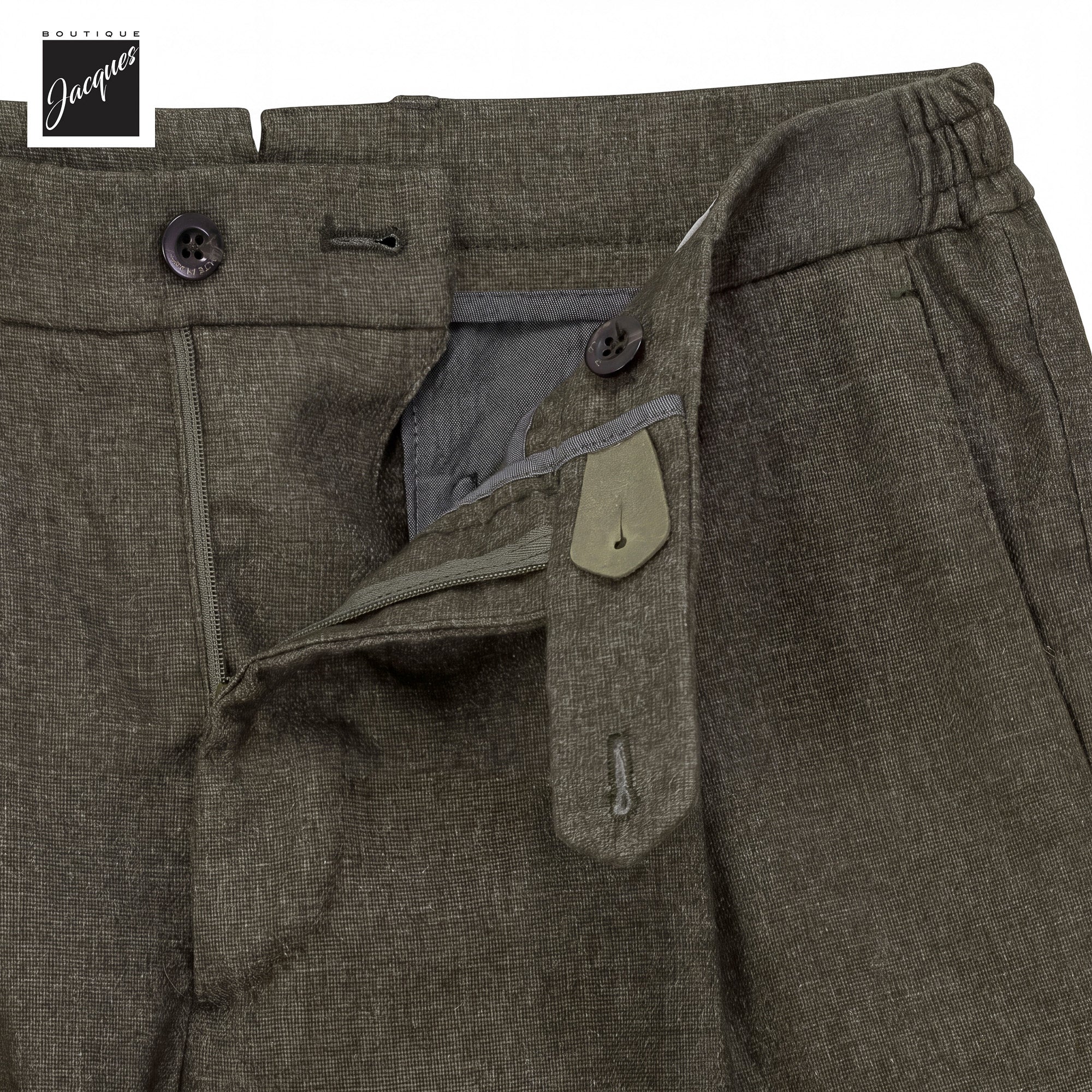 Olive Brown Mélange Cashmere-Blend XRetro Long Pleated Trousers - Berwich - Image 4