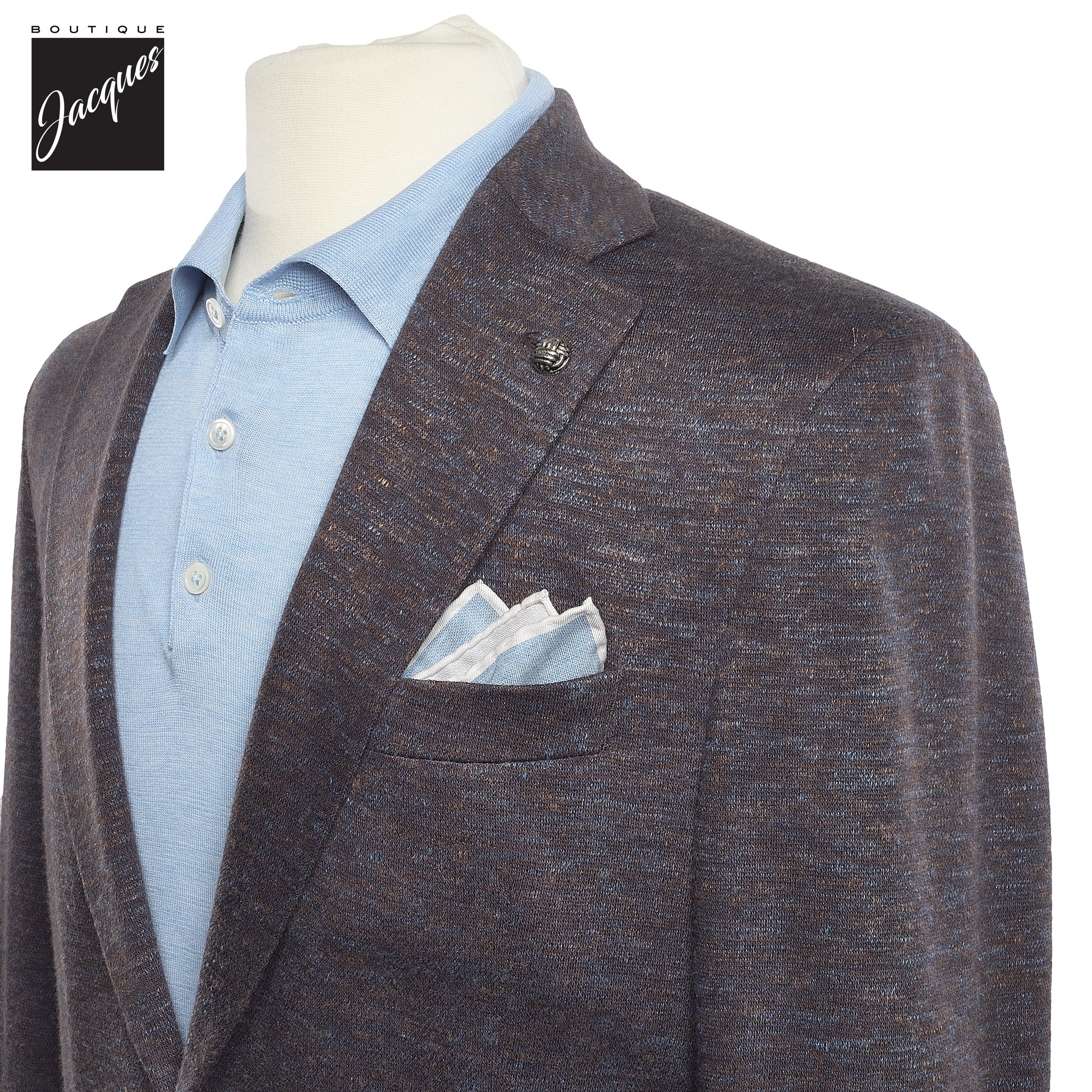 Brown Mélange Wool & Silk Hartford Contemporary Fit Sport Coat - Jack Victor - Image 3