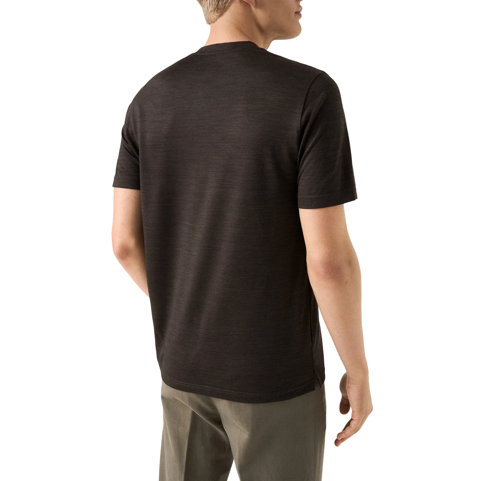 Brown Merino Wool Lyocell Crew Neck T-shirt - ETON - Image 3