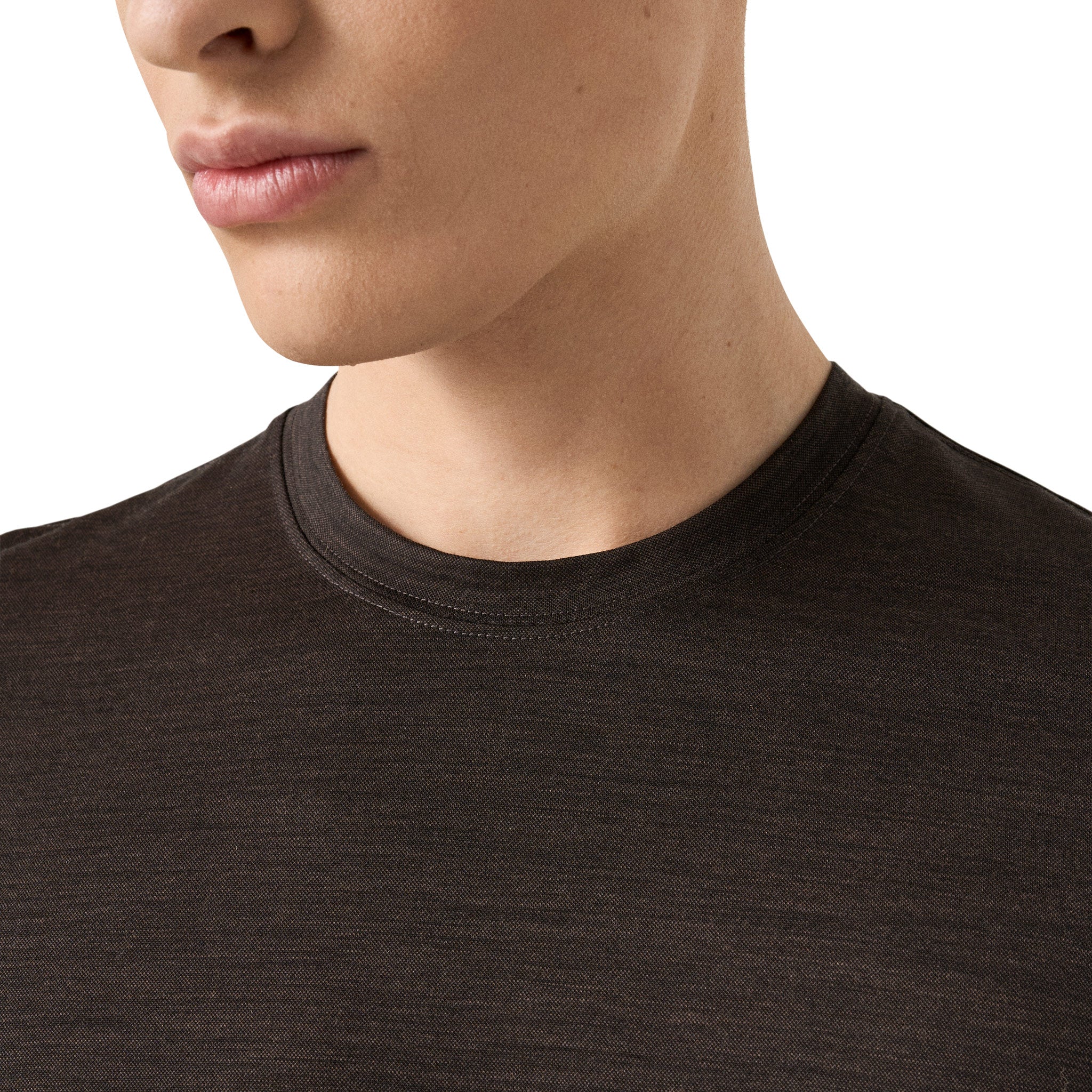 Brown Merino Wool Lyocell Crew Neck T-shirt - ETON - Image 4