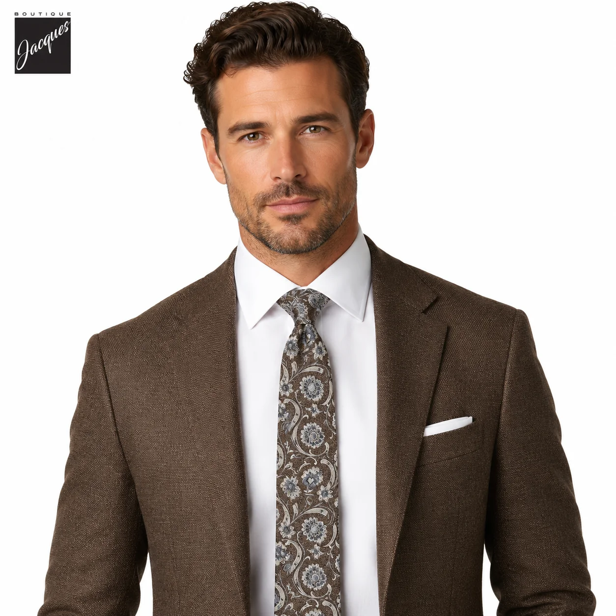 Brown & Blue Paisley Printed Silk Tie - Paolo Albizzati