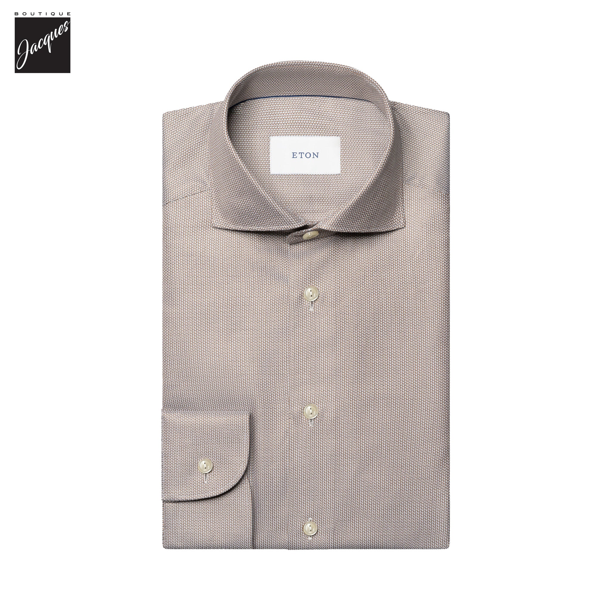 Brown Semi-Solid Dobby Slim Fit Dress Shirt - ETON
