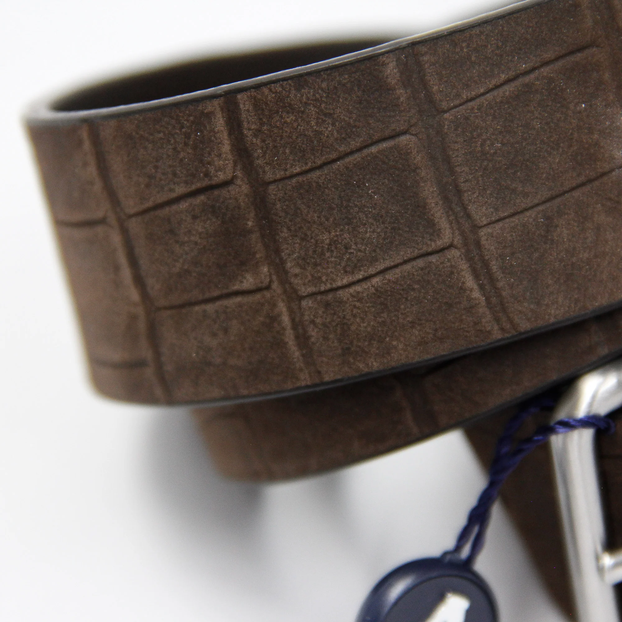Brown Soft Nubuck Faux Croc Leather Belt - Anderson's - Image 2