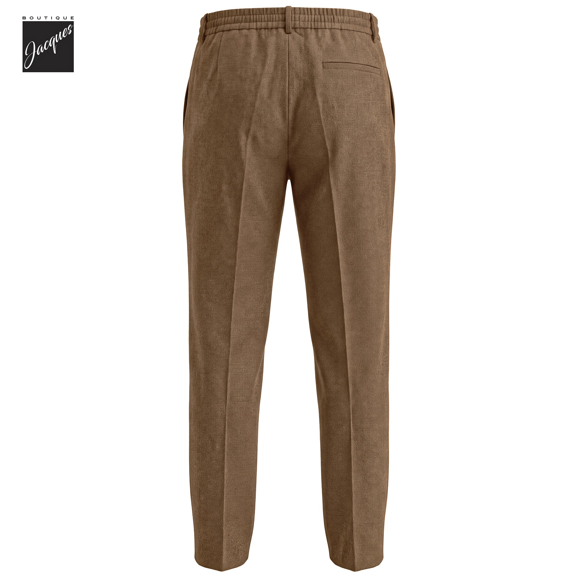 Caramel Birdseye Wool Spiaggia Fit Pleated Drawstring Trousers - Berwich - Image 2