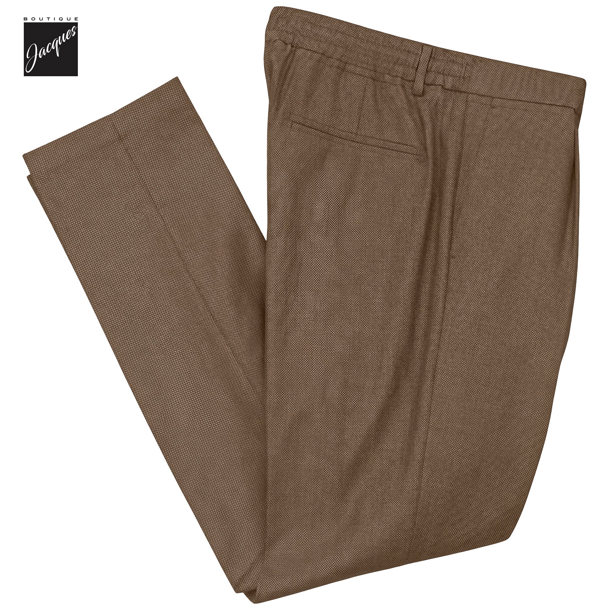 Caramel Birdseye Wool Spiaggia Fit Pleated Drawstring Trousers - Berwich - Image 3