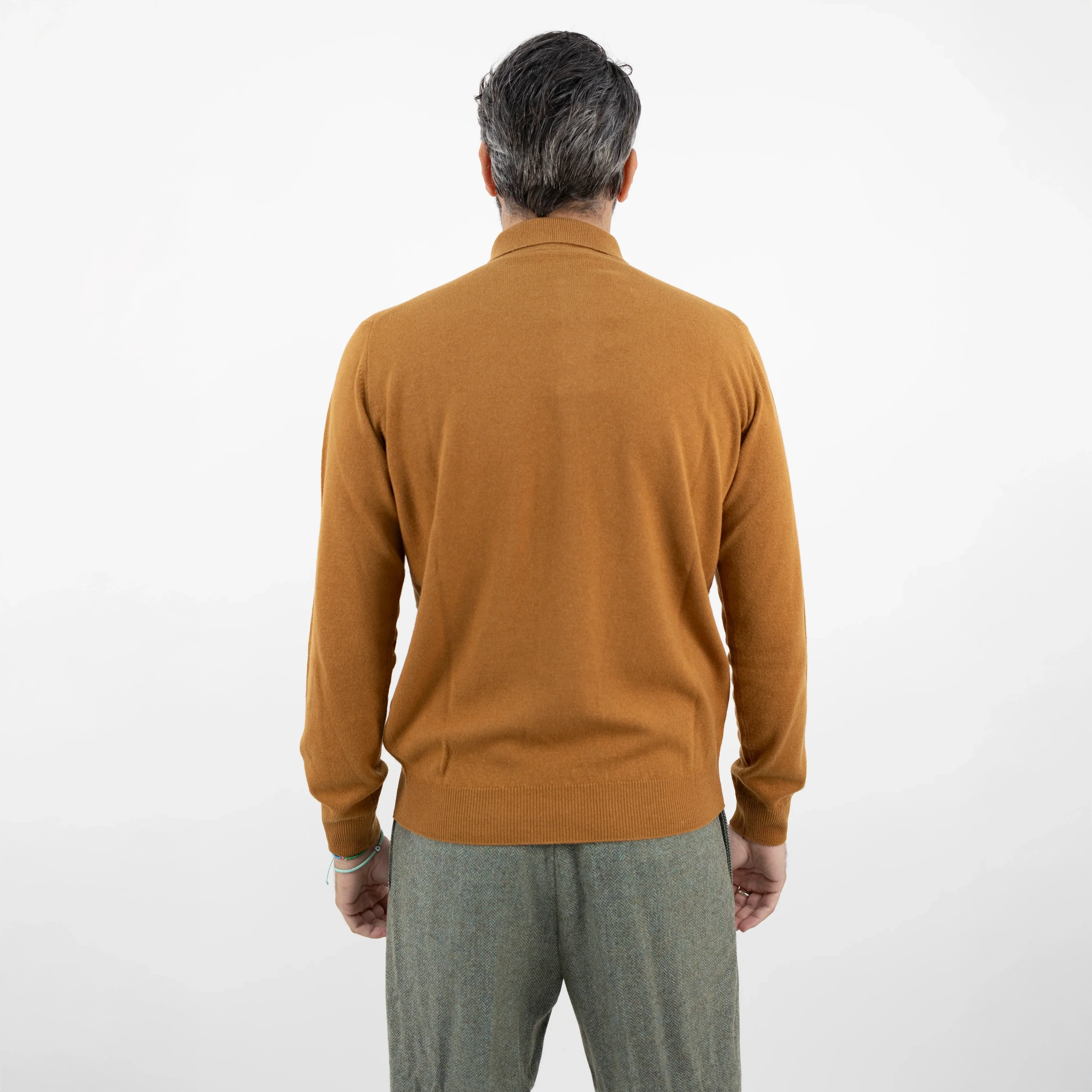 Caramel Brown Royal Merino Wool Polo Shirt - FILIPPO DE LAURENTIIS - Image 3