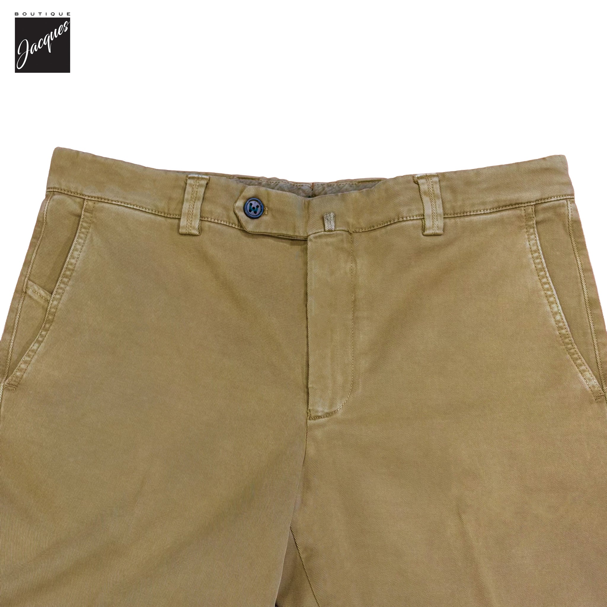 Caramel Tan Cotton-Stretch Denim Negroni Wide Fit Chino Trousers - Berwich - Image 4