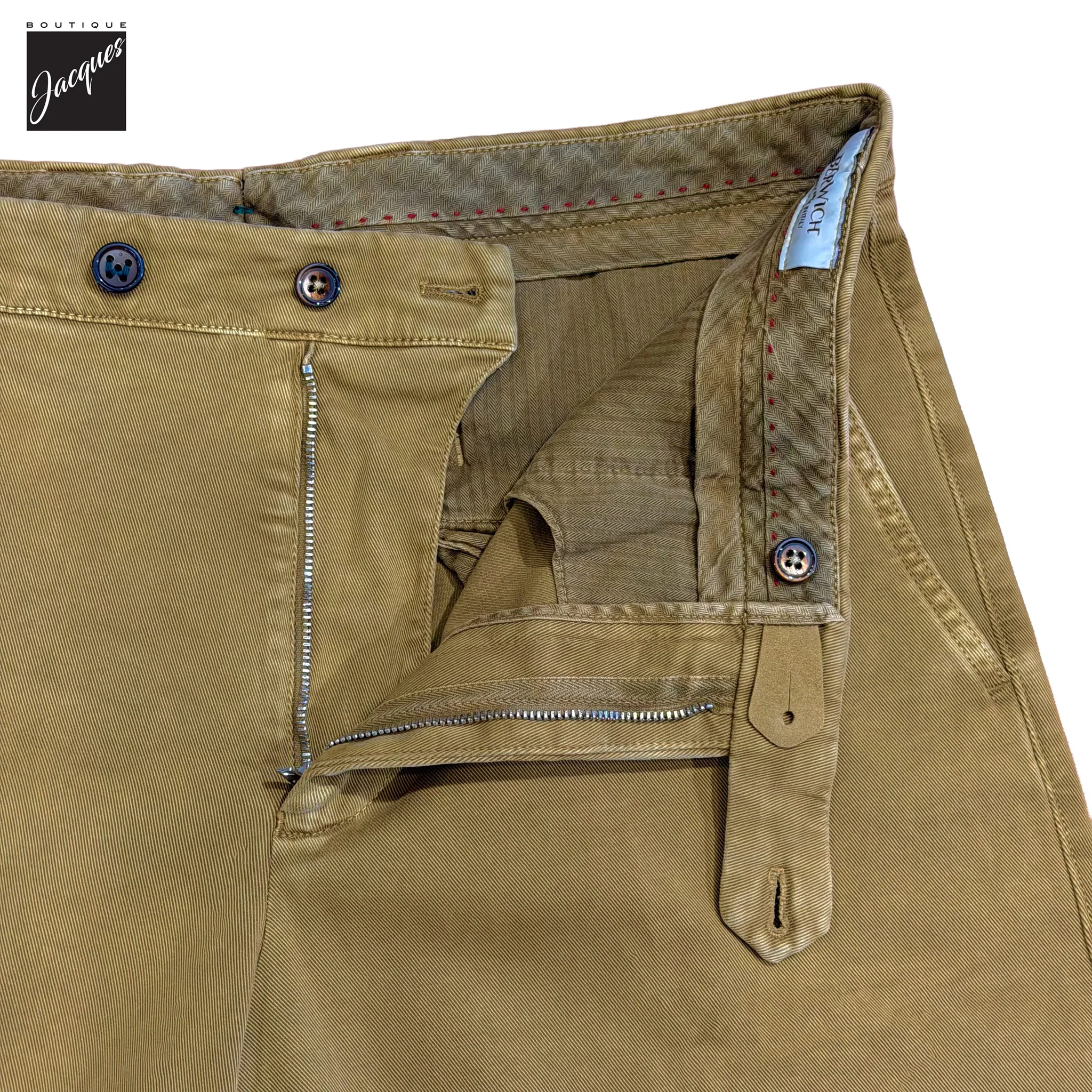 Caramel Tan Cotton-Stretch Denim Negroni Wide Fit Chino Trousers - Berwich - Image 5