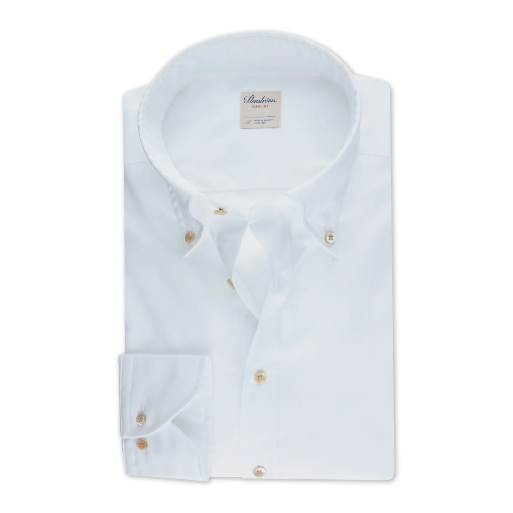 Casual White Fitted Body Oxford Shirt - Stenströms