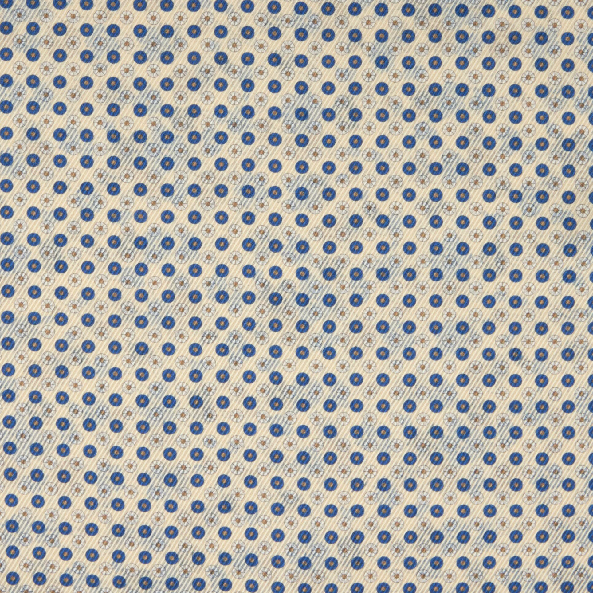 Champagne & Blue Floral Patterned Reversible Silk Hankie - Stenströms - Image 3