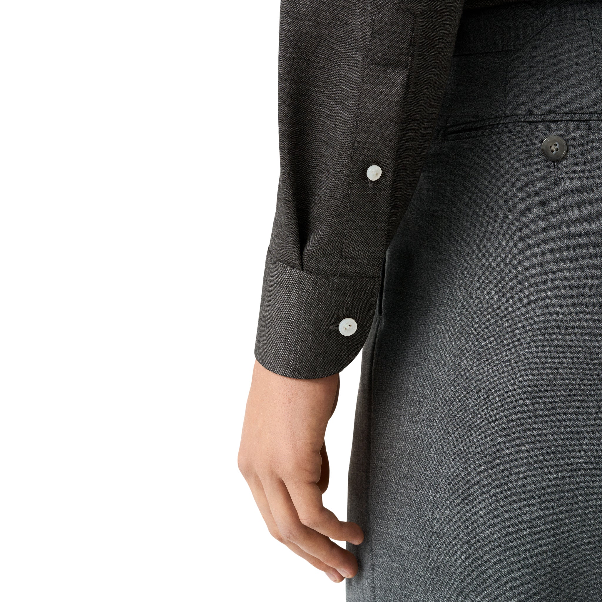 Charcoal Gray Knitted Merino Wool Slim Fit Jersey Shirt - ETON - Image 5
