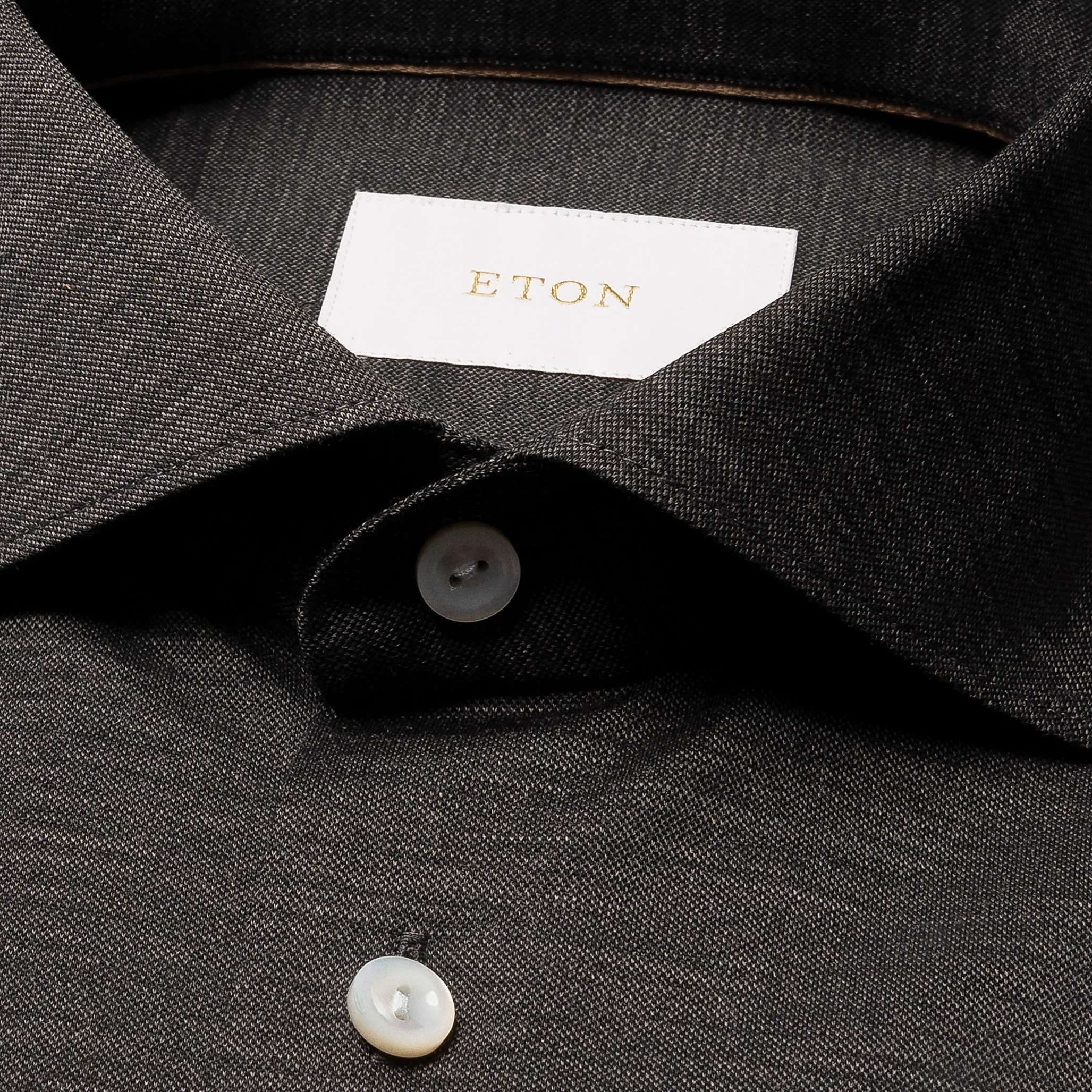 Charcoal Gray Knitted Merino Wool Slim Fit Jersey Shirt - ETON - Image 6